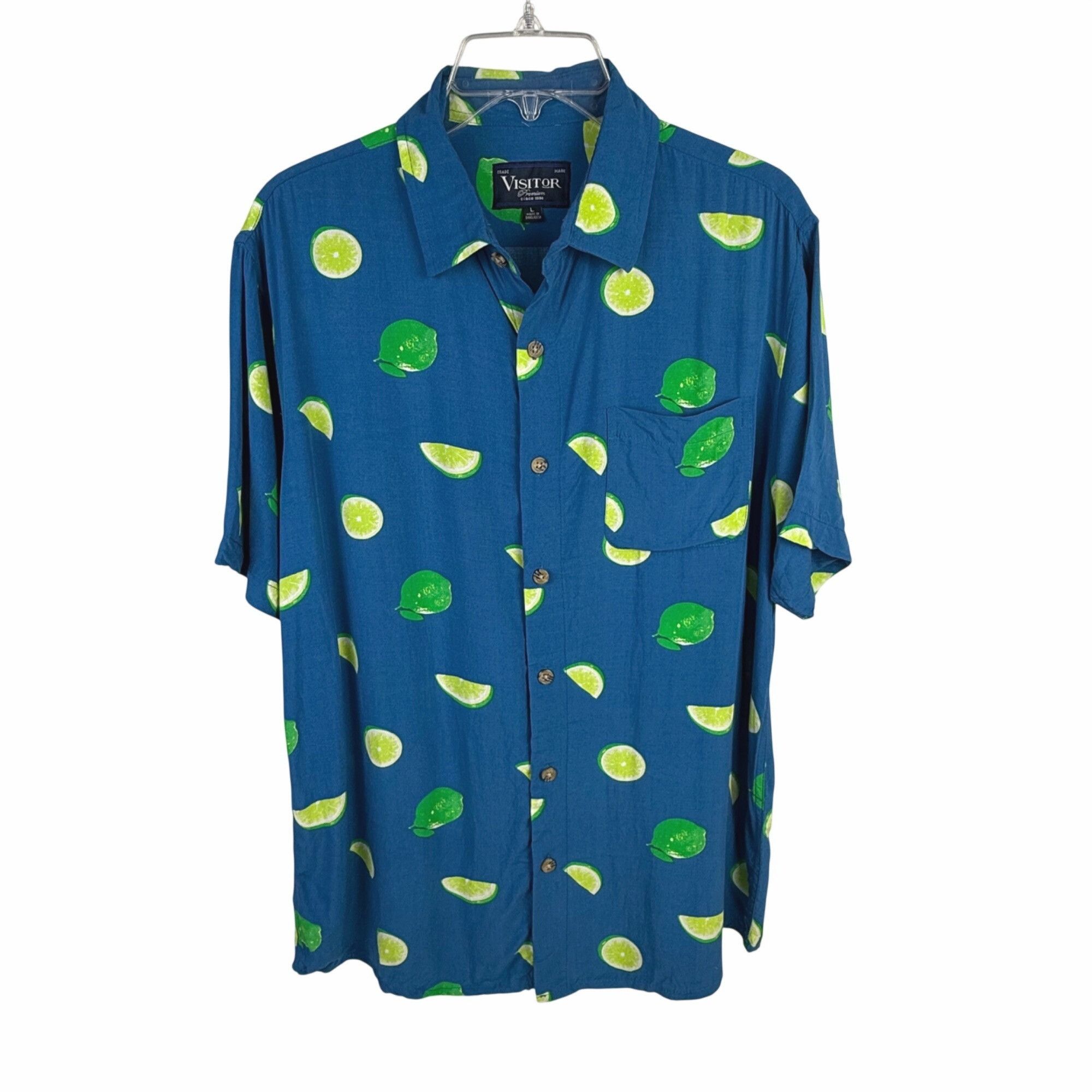 Other Visitor Premium Men's Blue Green Lime Print Short-Sleeve But Size US L / EU 52-54 / 3 - 1 Thumbnail