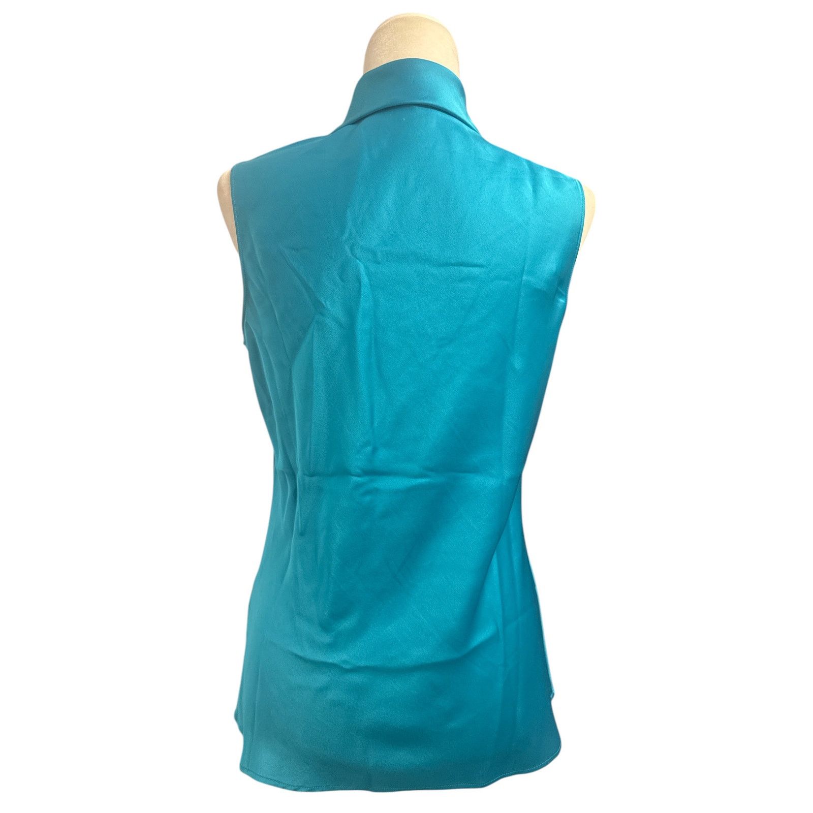 Elie Tahari TAHARI Womens Separate Blue Tie-Neck Sleeveless Blouse PS Size S / US 4 / IT 40 - 5 Thumbnail