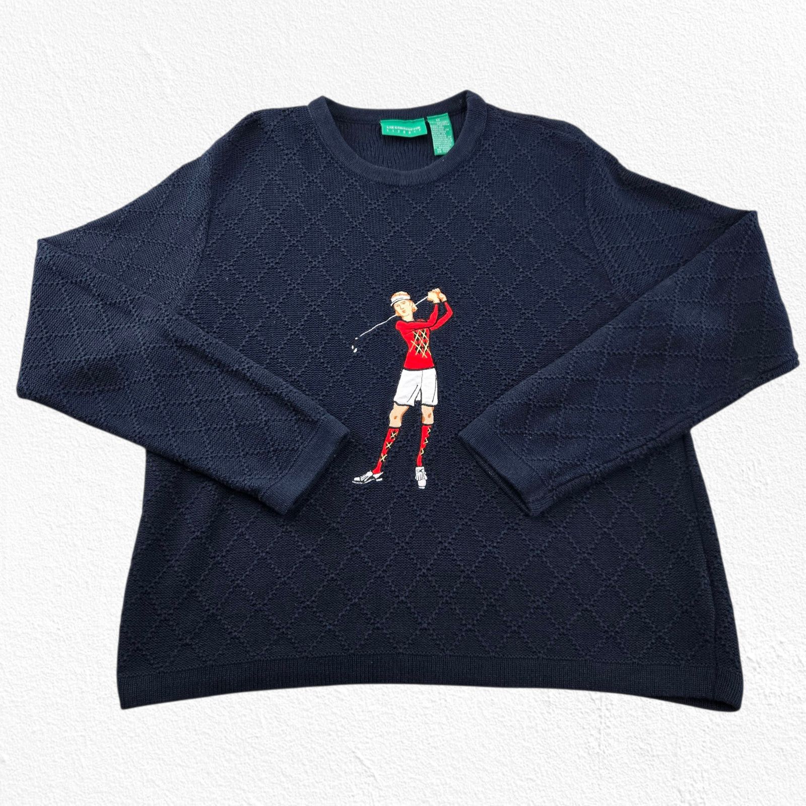 Vintage Vintage Navy Blue Embroidered Golfer Sweater Size Medium Size M / US 6-8 / IT 42-44 - 2 Thumbnail