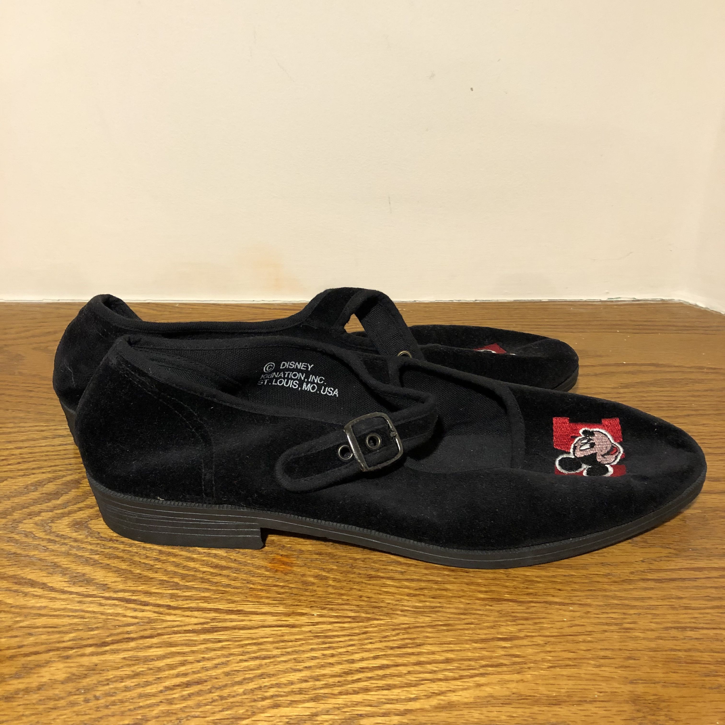 Disney 90s Vintage Black Velvet Mickey Mouse Shoes Slippers Size US 9 / IT 39 - 5 Thumbnail