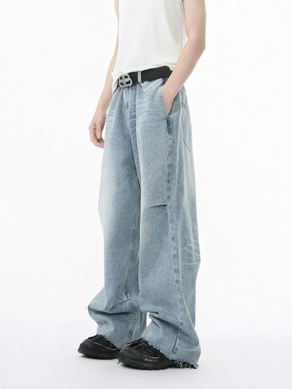 Japanese Brand Retro loose washed wide leg jeans Size US 32 / EU 48 - 2 Thumbnail