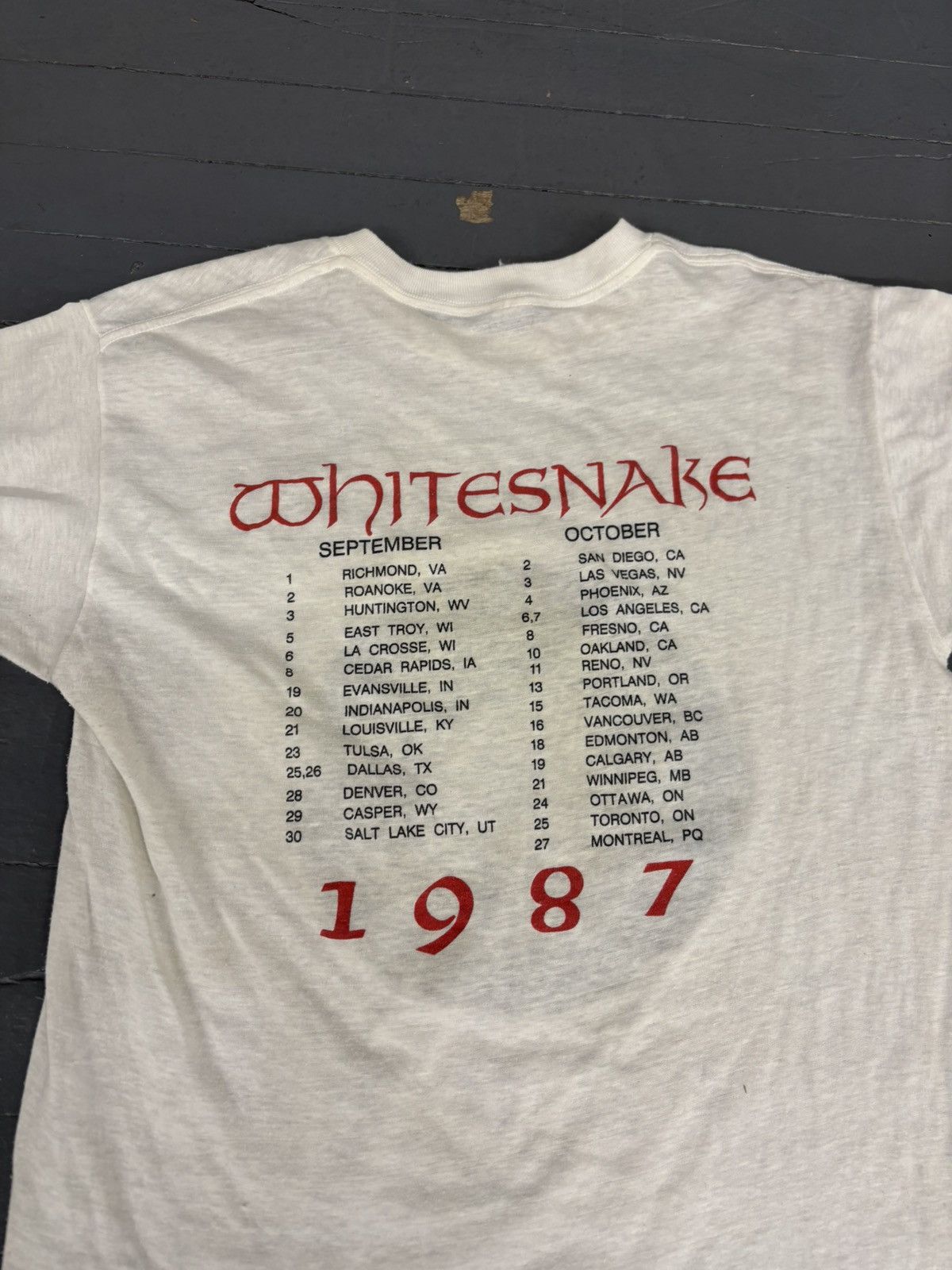 Band Tees × Vintage Vintage 1987 whitesnake tour tee Size US L / EU 52-54 / 3 - 4 Thumbnail