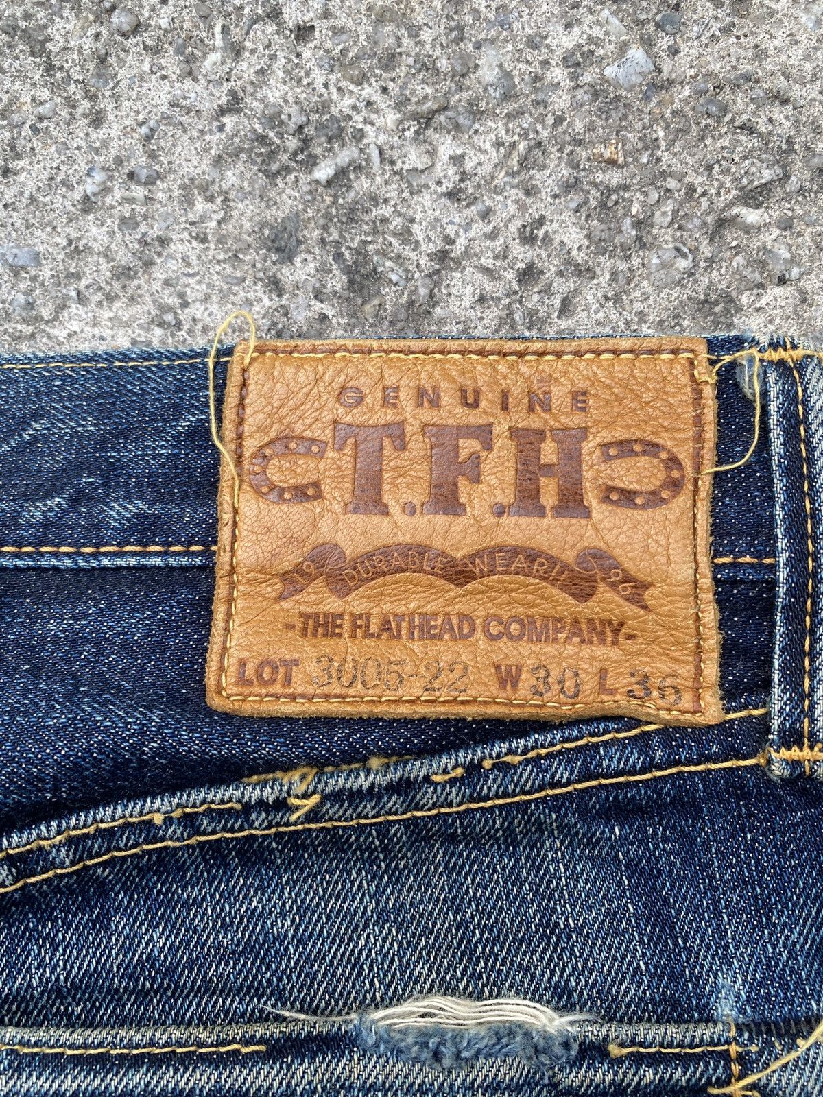 The Flat Head Lot 3005-22 The Flat Head Selvedge Honeycomb Distressed Size US 29 - 20 Thumbnail