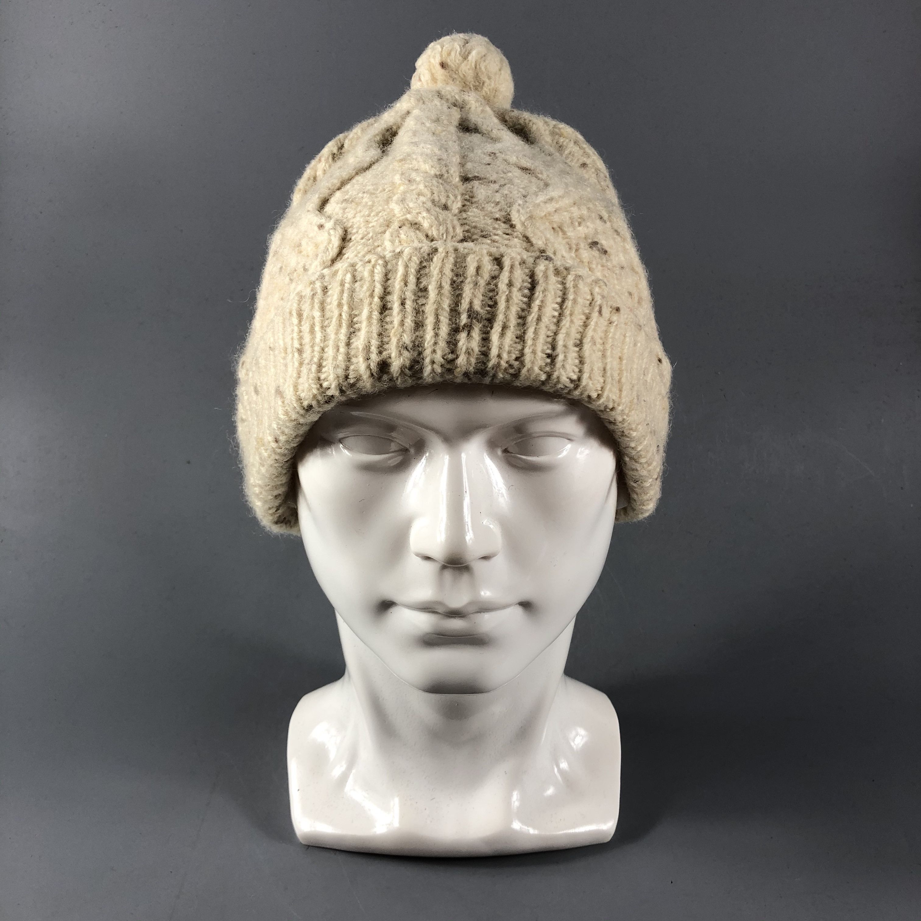 Vintage Cable Knit Bobble Beanie Snowcap Snow Hat B645 Size ONE SIZE - 2 Thumbnail