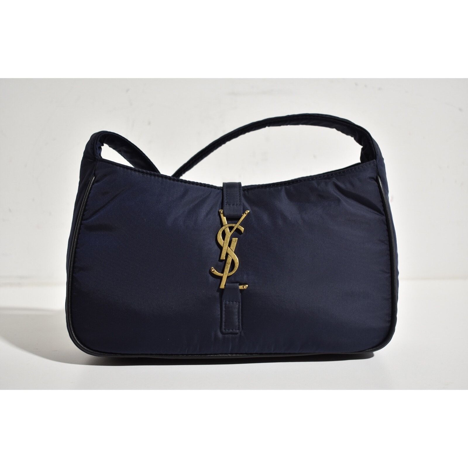 Yves Saint Laurent Saint Laurent Navy Blue Bronze Logo Shoulder Bag Size ONE SIZE - 5 Thumbnail