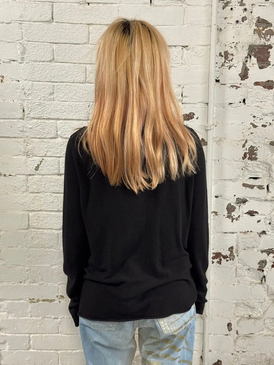Emporio Armani Emporio Armani Pleated Dentelle Black Sweater Size M / US 6-8 / IT 42-44 - 2 Thumbnail