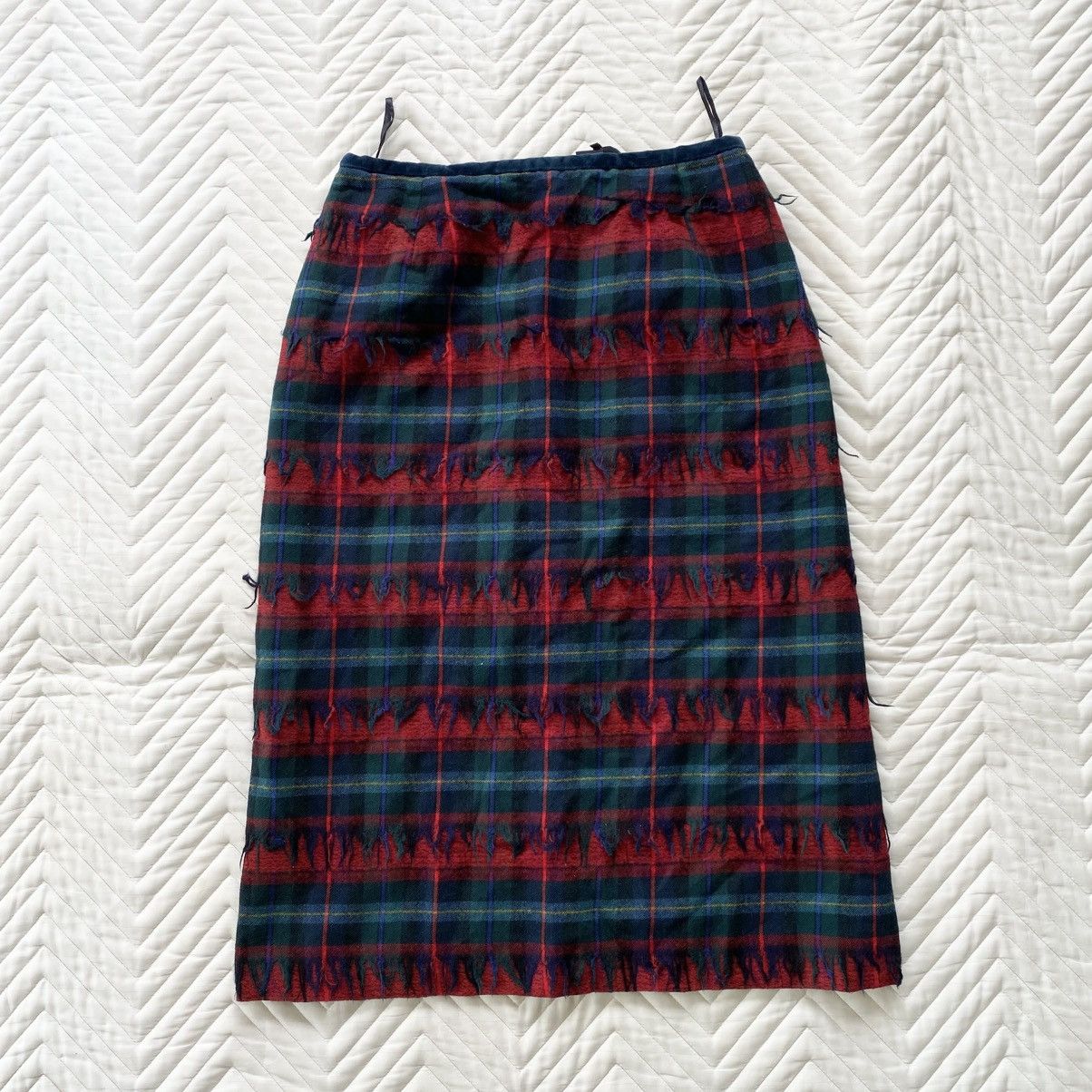 Vintage Comme Ça Fringed Tartan Skirt- Size 26" / US 2 / IT 38 - 1 Thumbnail