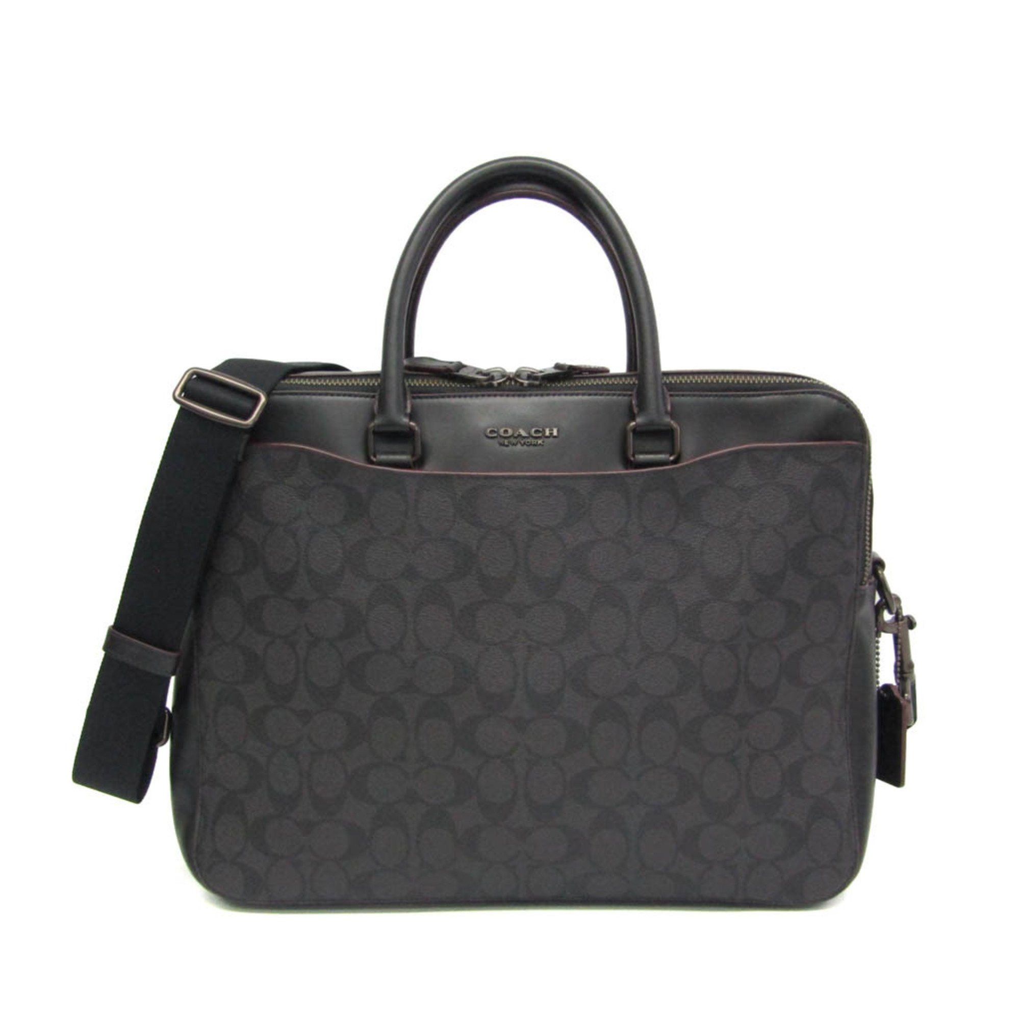 Coach Coach Signature F79974 Men's PVC,Leather Briefcase,Shoulder Bag Black,Gray Size ONE SIZE - 1 Thumbnail