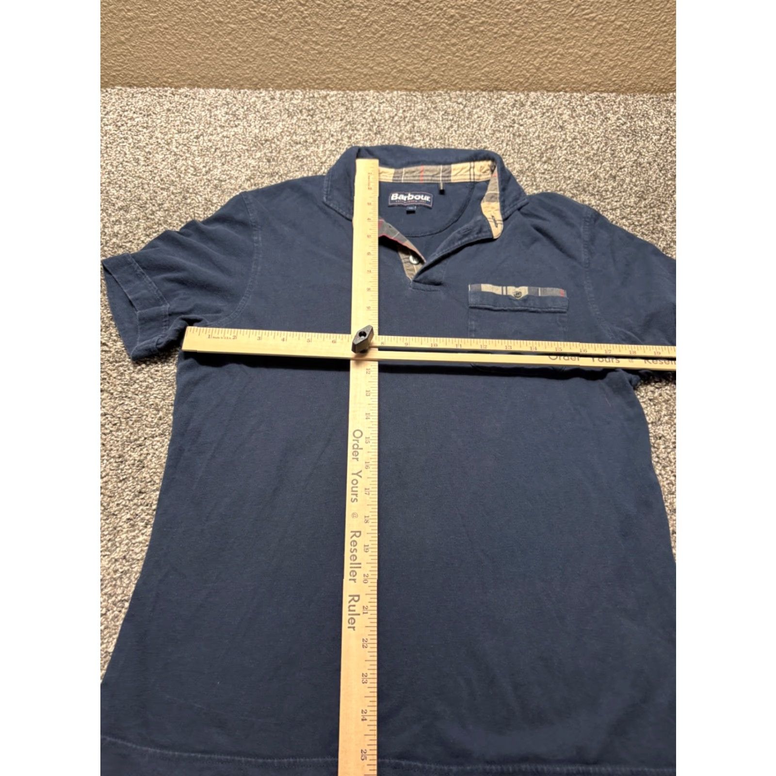 Barbour Barbour Barbour Corpatch Polo Shirt Mens M Navy Tartan Plaid Pocket Collar Trim Casual Shirt Mens Medium Navy Barbour Corpatch Polo Shirt Size US M / EU 48-50 / 2 - 6 Thumbnail