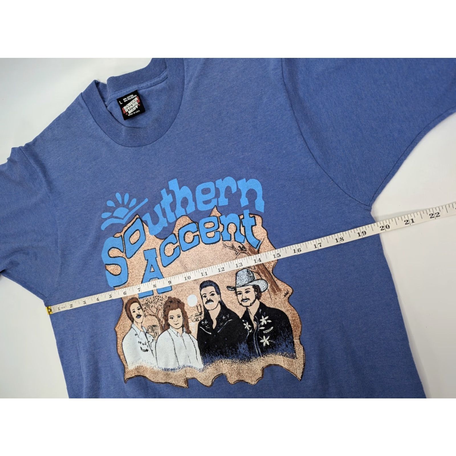 Sperry VINTAGE Southern Accent Tee Blue Shirt Screen Stars Best Sz Large Tom Perry Shirt Mens L Blue Band 80s Size US L / EU 52-54 / 3 - 5 Thumbnail