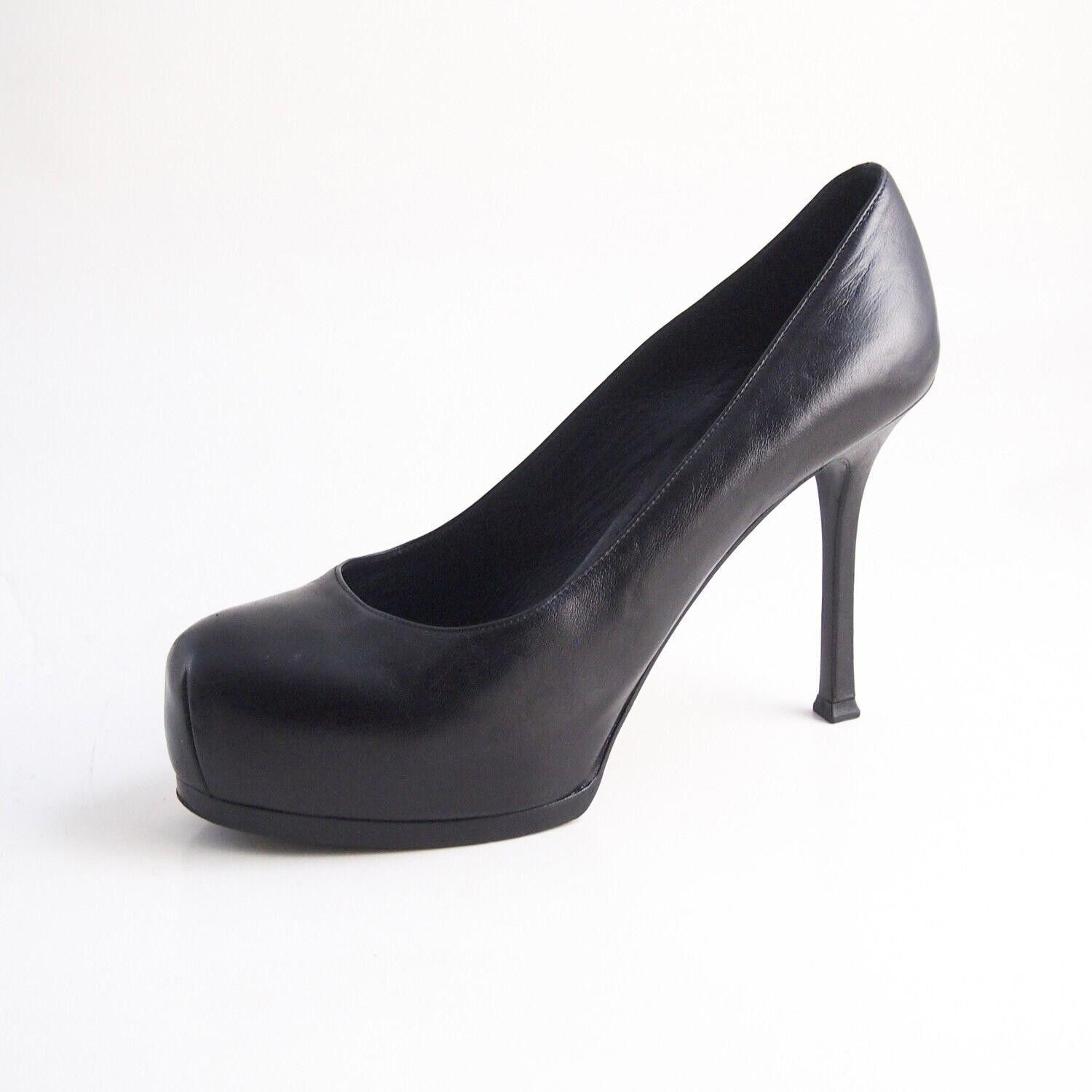 Yves Saint Laurent YSL Saint Laurent Tribdoo Heels Black Leather US 8.5 EU 38.5 Size US 8.5 / IT 38.5 - 1 Thumbnail
