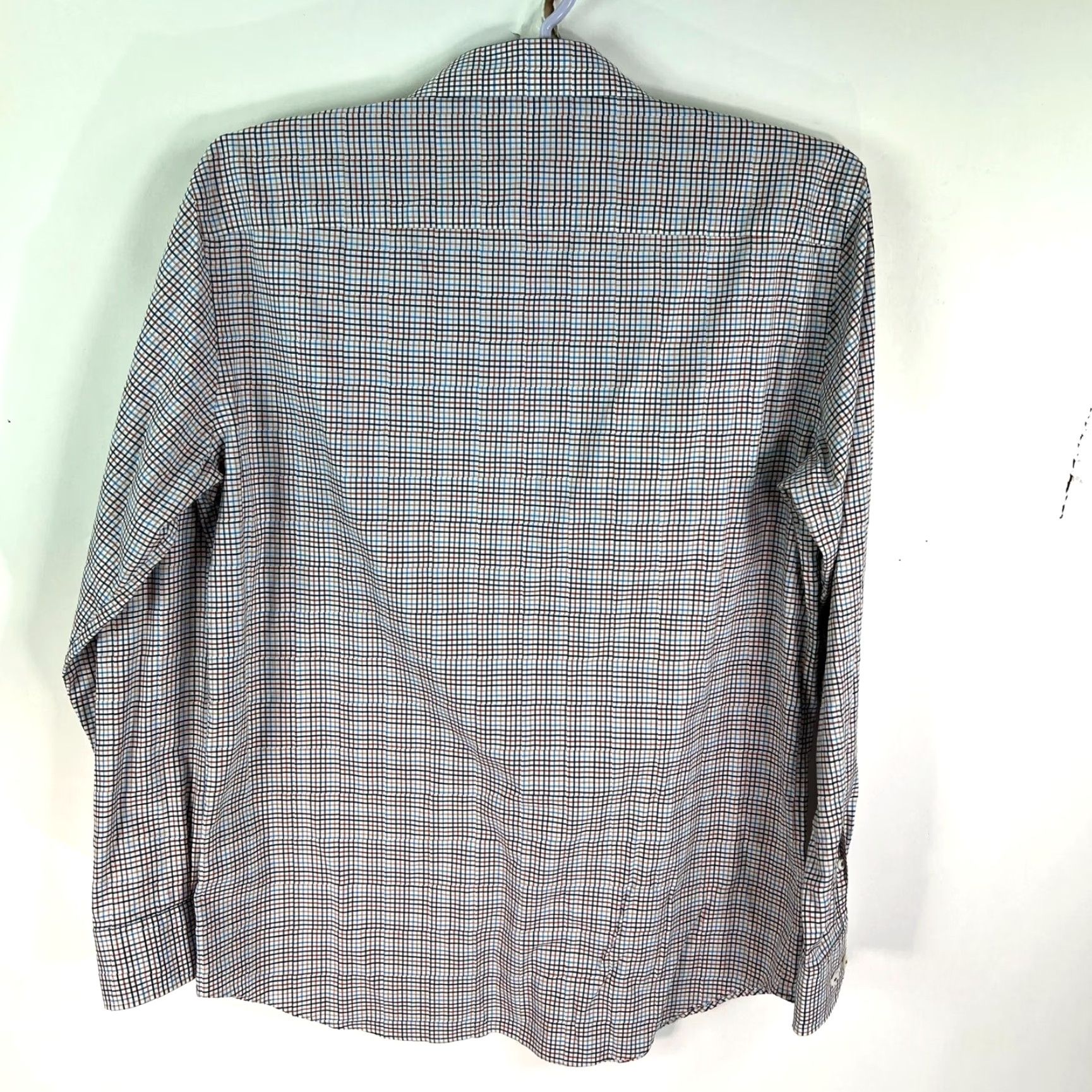 BUGATCHI Bugatchi Uomo Shirt Mens 17.5 Cotton Button-Up Long Sleeve Blue Striped Size US XL / EU 56 / 4 - 6 Thumbnail
