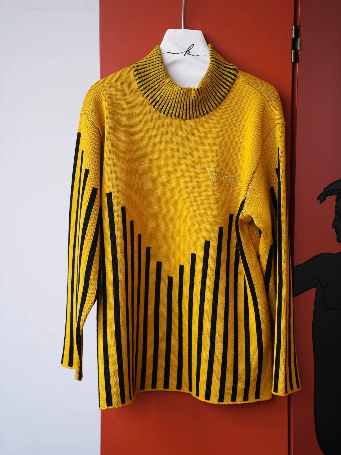 Valentino VALENTINO Vtg Yellow Vertical Stripe Wool Sweater Size S / US 4 / IT 40 - 2 Thumbnail