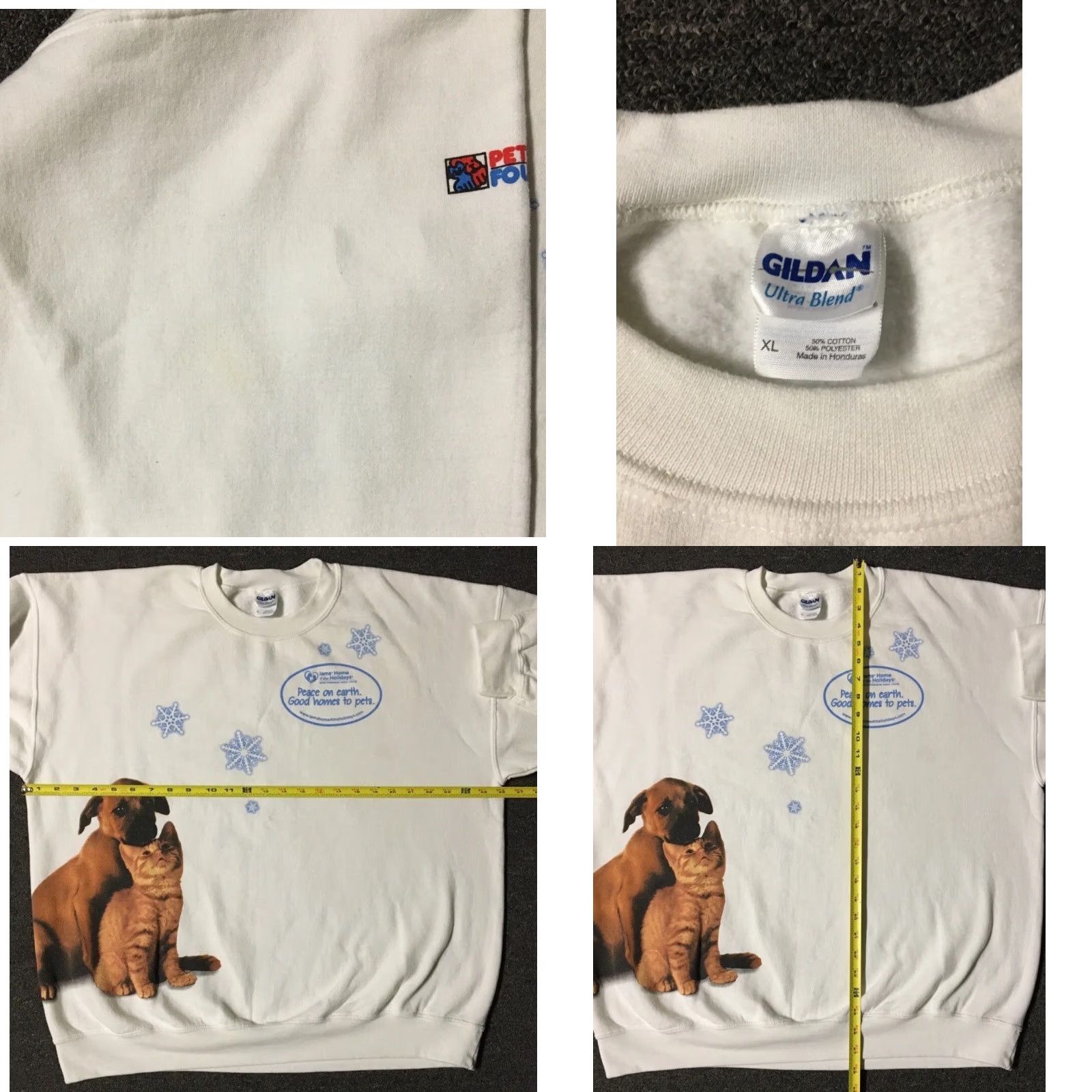 Vintage Vtg Iams Pet Food All Over Print Promo Sweatshirt Hoodie XL White 90s Grunge Animals Cartoon Humor Mens Size US XL / EU 56 / 4 - 8 Thumbnail