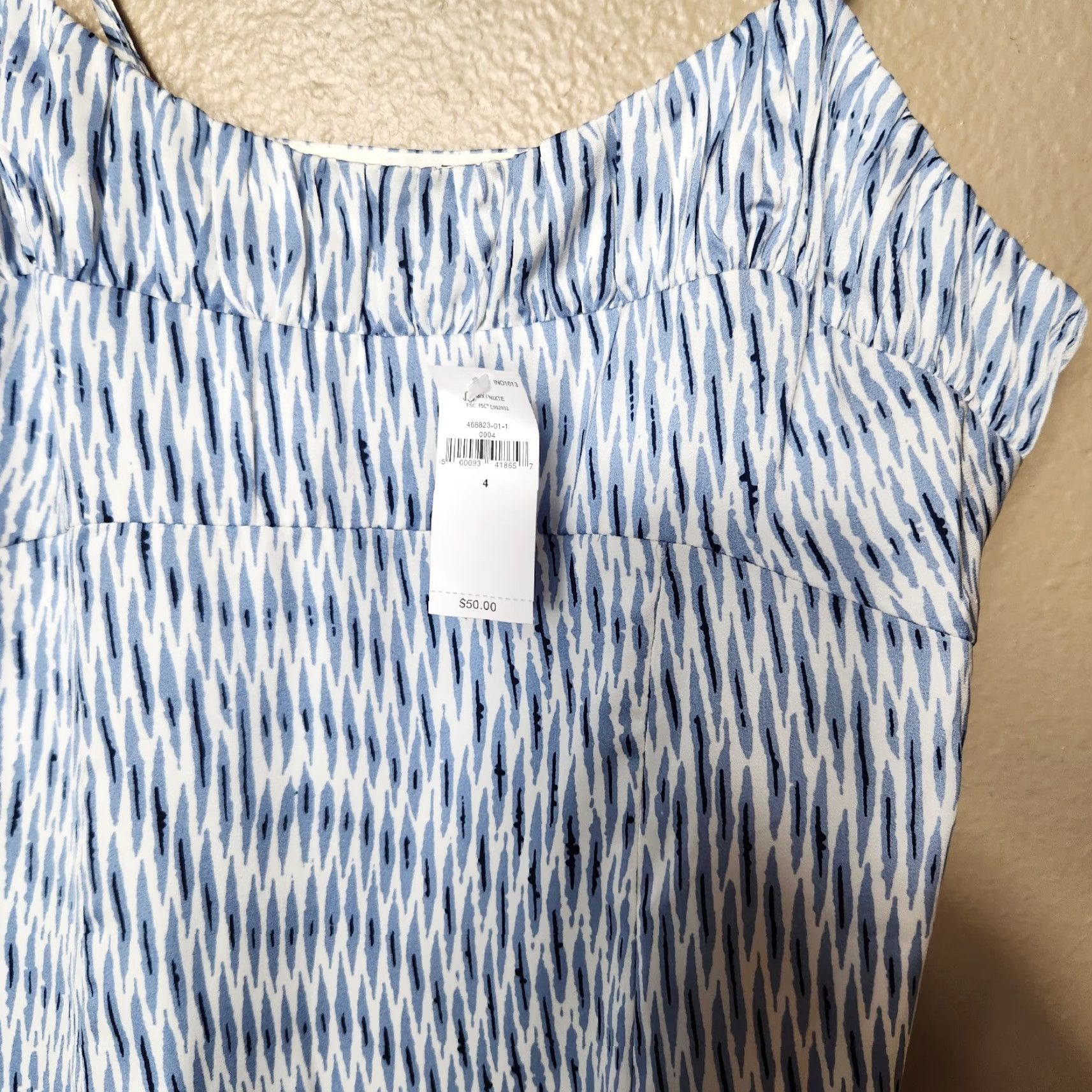 Banana Republic BANANA REPUBLIC Camisole Tank Shirt Women 4 White Black Blue Abstract Shirred NWT Adjustable Straps Lined' Size S / US 4 / IT 40 - 4 Thumbnail