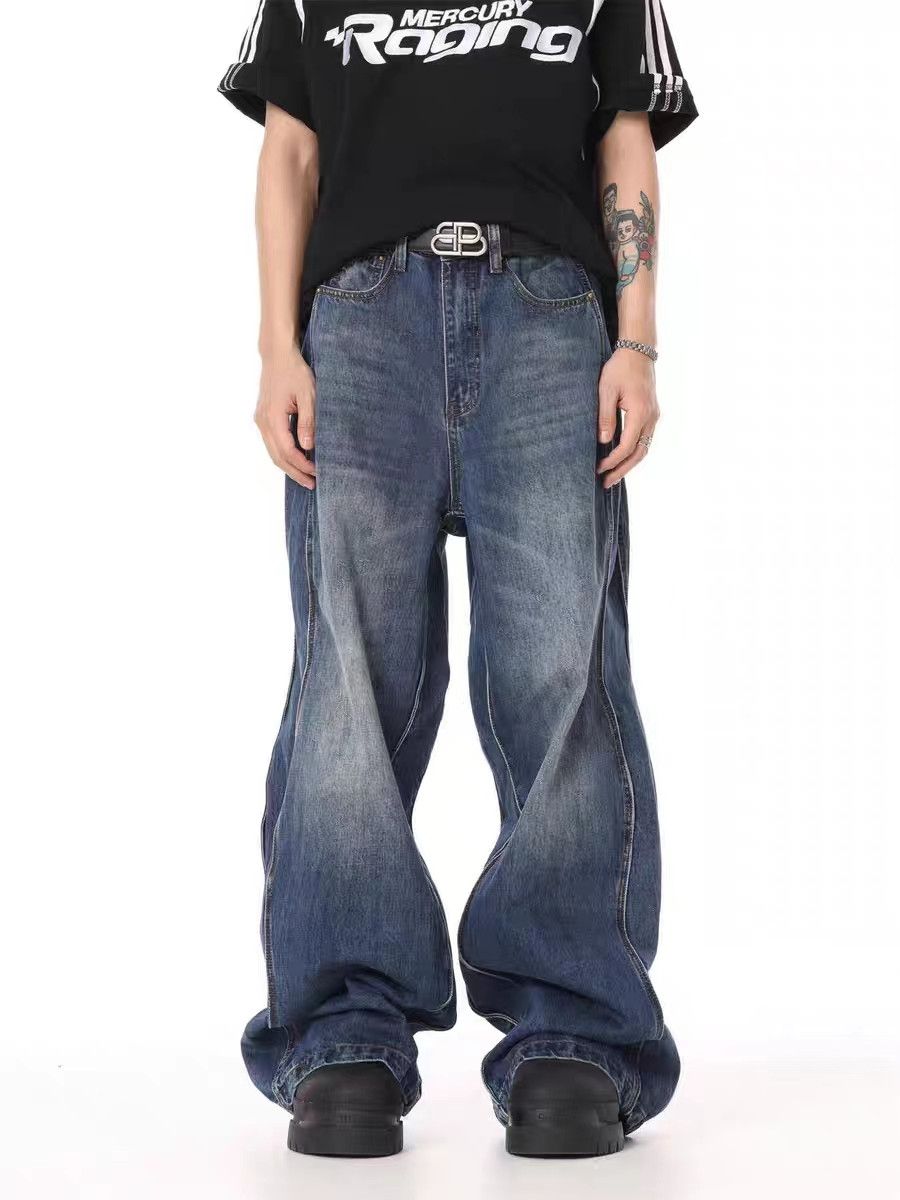 Japanese Brand × Jean Street washed distressed loose wide leg jeans Size US 30 / EU 46 - 1 Thumbnail