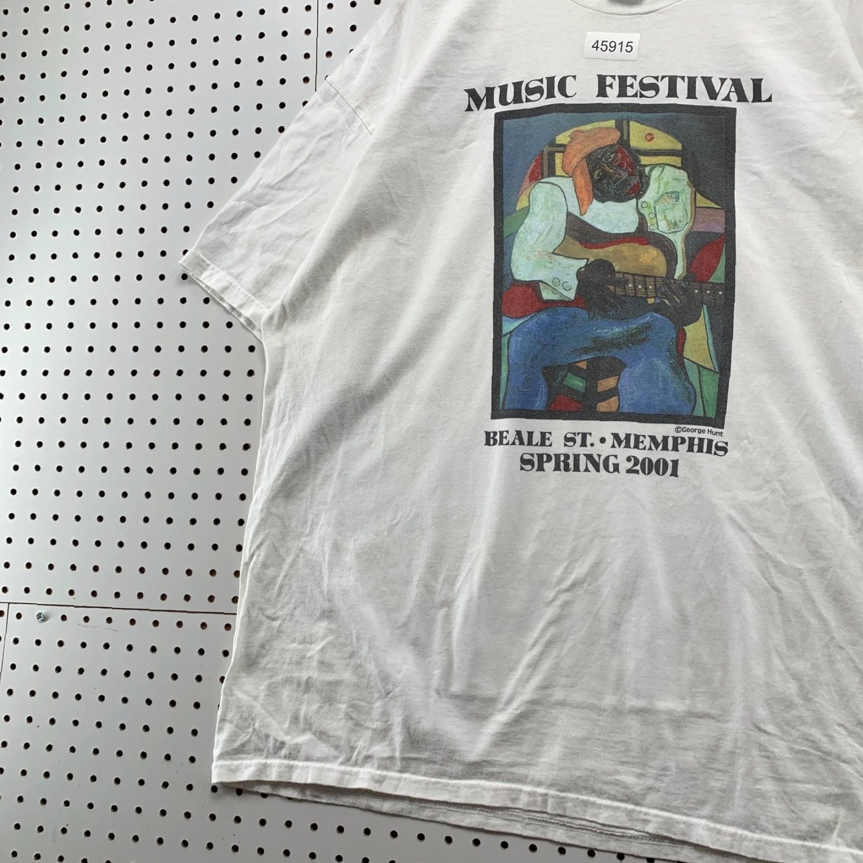 Hanes VINTAGE Beale St Memphis Music Festival Shirt Mens 3XL White Hanes Crew Neck T-Shirt Art Music Size US XXL / EU 58 / 5 - 2 Thumbnail