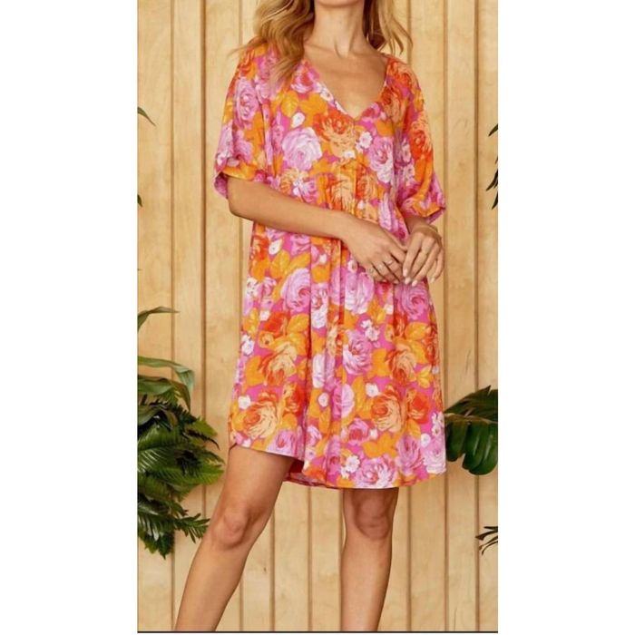 Designer ANDREE BY UNIT Floral Babydoll Dress In Pink, Orange | Grailed