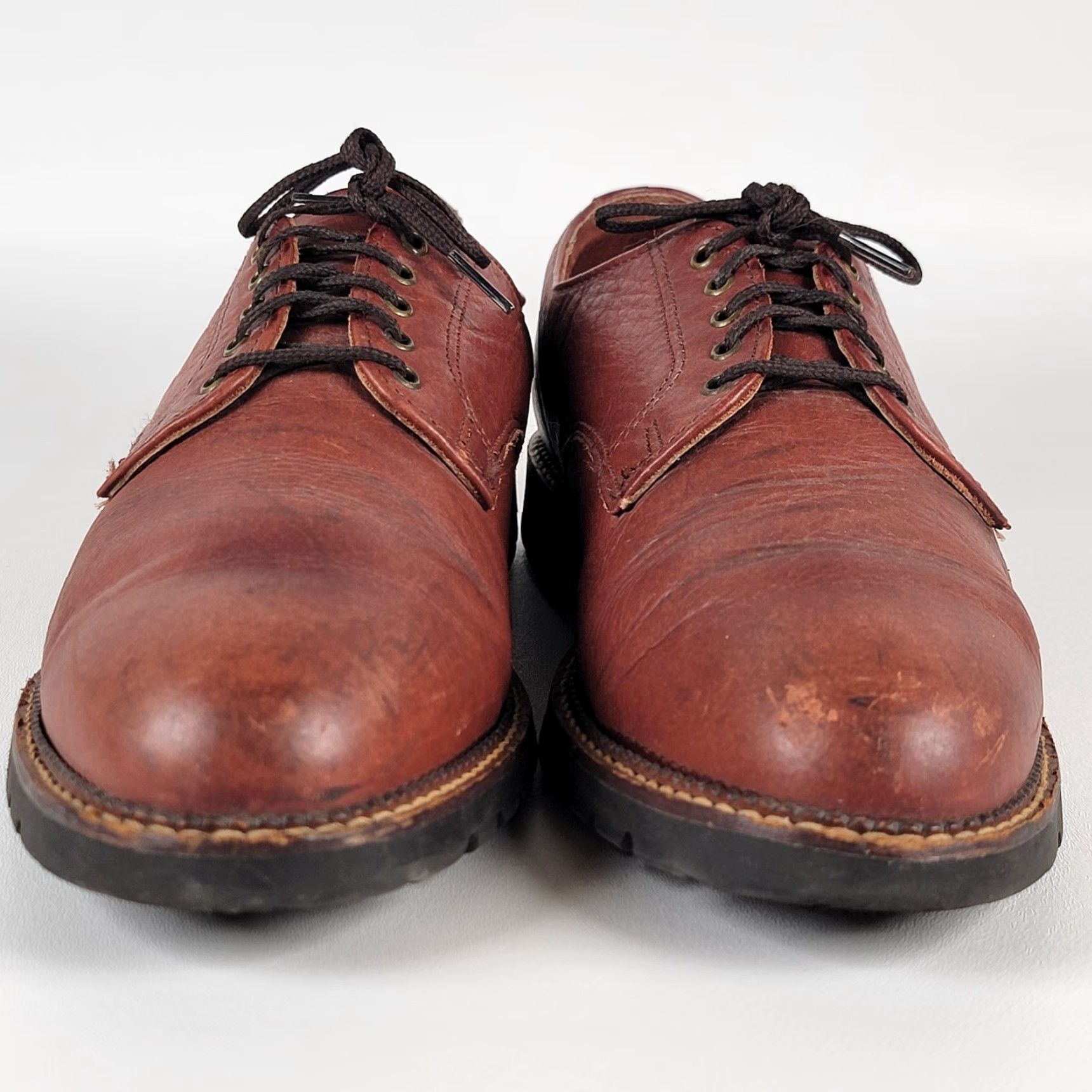 Vintage HS Trask Brown Leather Lace Up Oxford Casual Shoes Mens 11.5 M Leather Upper Rubber Outsole Comfort Casual Size US 12 / EU 45 - 3 Thumbnail