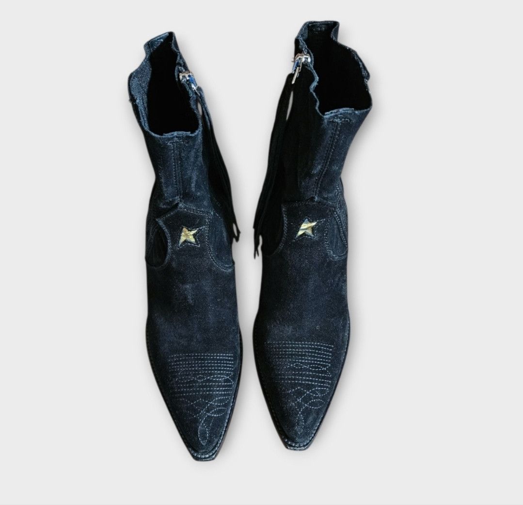 Golden Goose Golden Goose Nora Black Suede Western Ankle Boots Size US 7 / IT 37 - 4 Thumbnail