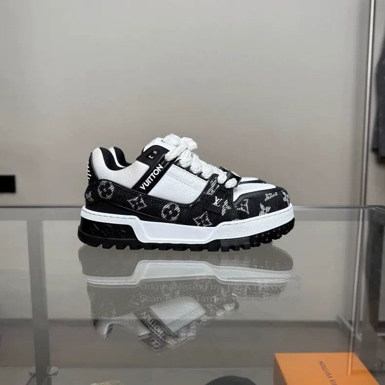 Louis Vuitton Louis Vuitton Trainer Maxi Black and White Denim Fat Ding Size US 6.5 / EU 39-40 - 3 Thumbnail