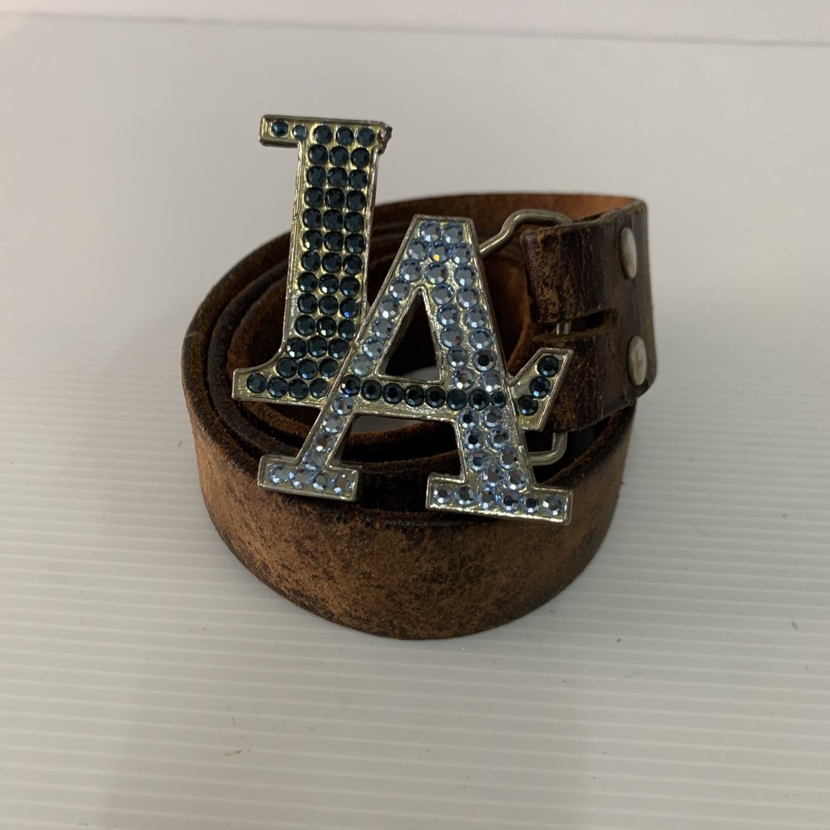 NBA LA Leather Vintage USA Made Belt Size 34 - 1 Thumbnail
