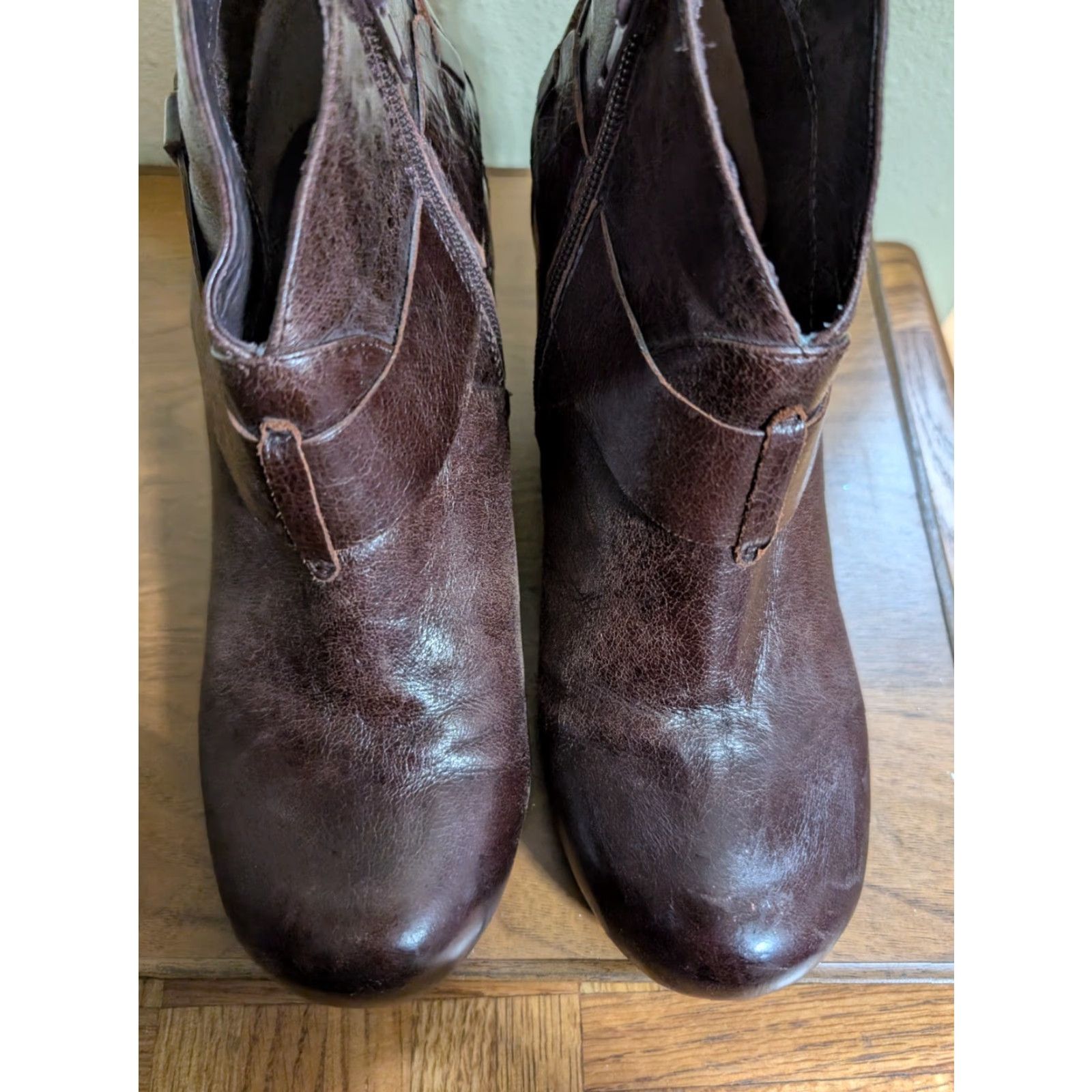 Vintage Miz Mooz NYC Narcissa Estelle Wedge Ankle Boots Brown Leather 8.5 Women's Shoes Size US 9 / IT 39 - 8 Thumbnail