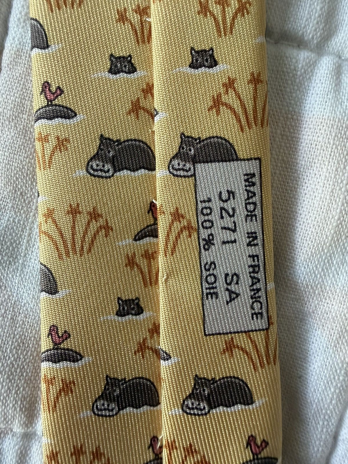 Hermes Hermès Paris Hippo Silk Tie 521 SA Made in France NWT Size ONE SIZE - 5 Thumbnail