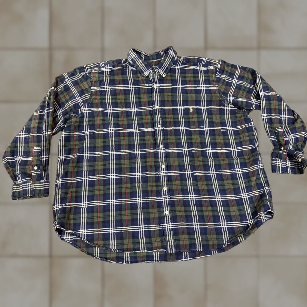 Ralph Lauren Shirt Mens 4XB Big & Tall Plaid Button-Down Long Sleeve Classic Fit Multicolor