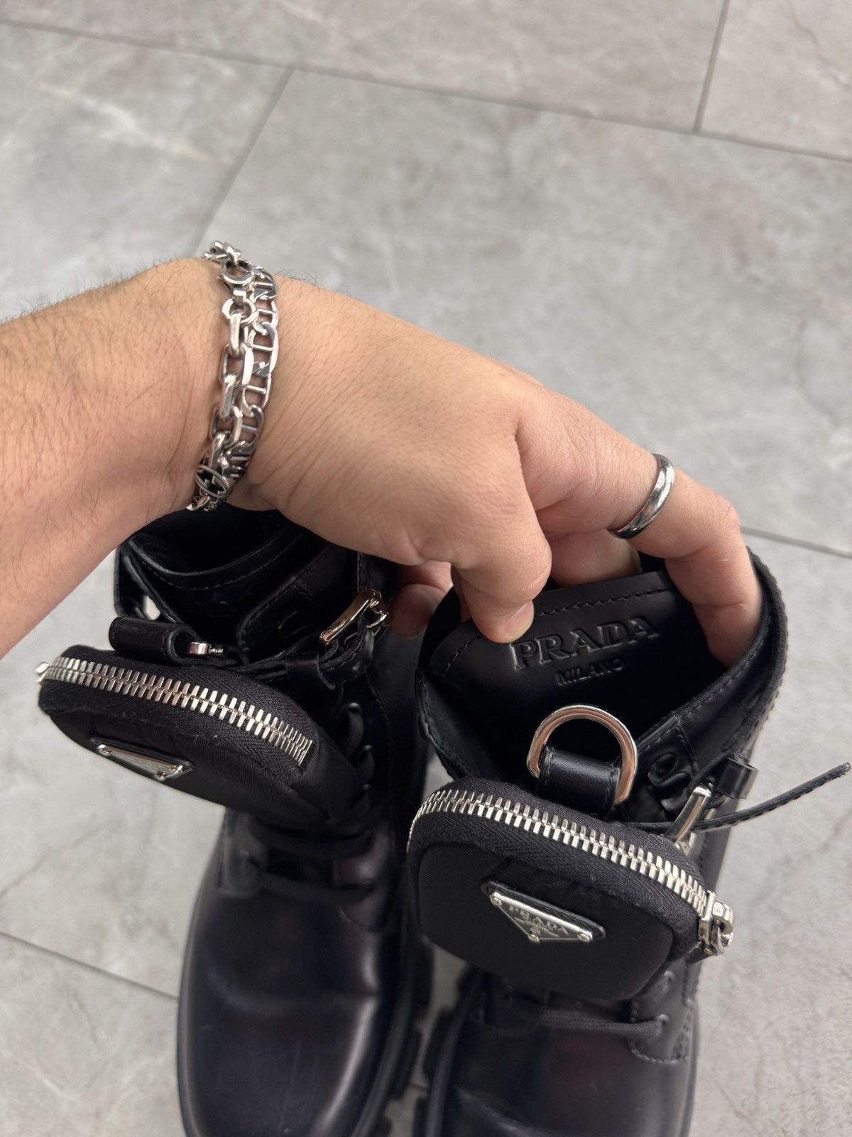 Prada Prada Monolith Brushed Leather And Nylon Pouch Boots Size US 7.5 / IT 37.5 - 6 Thumbnail