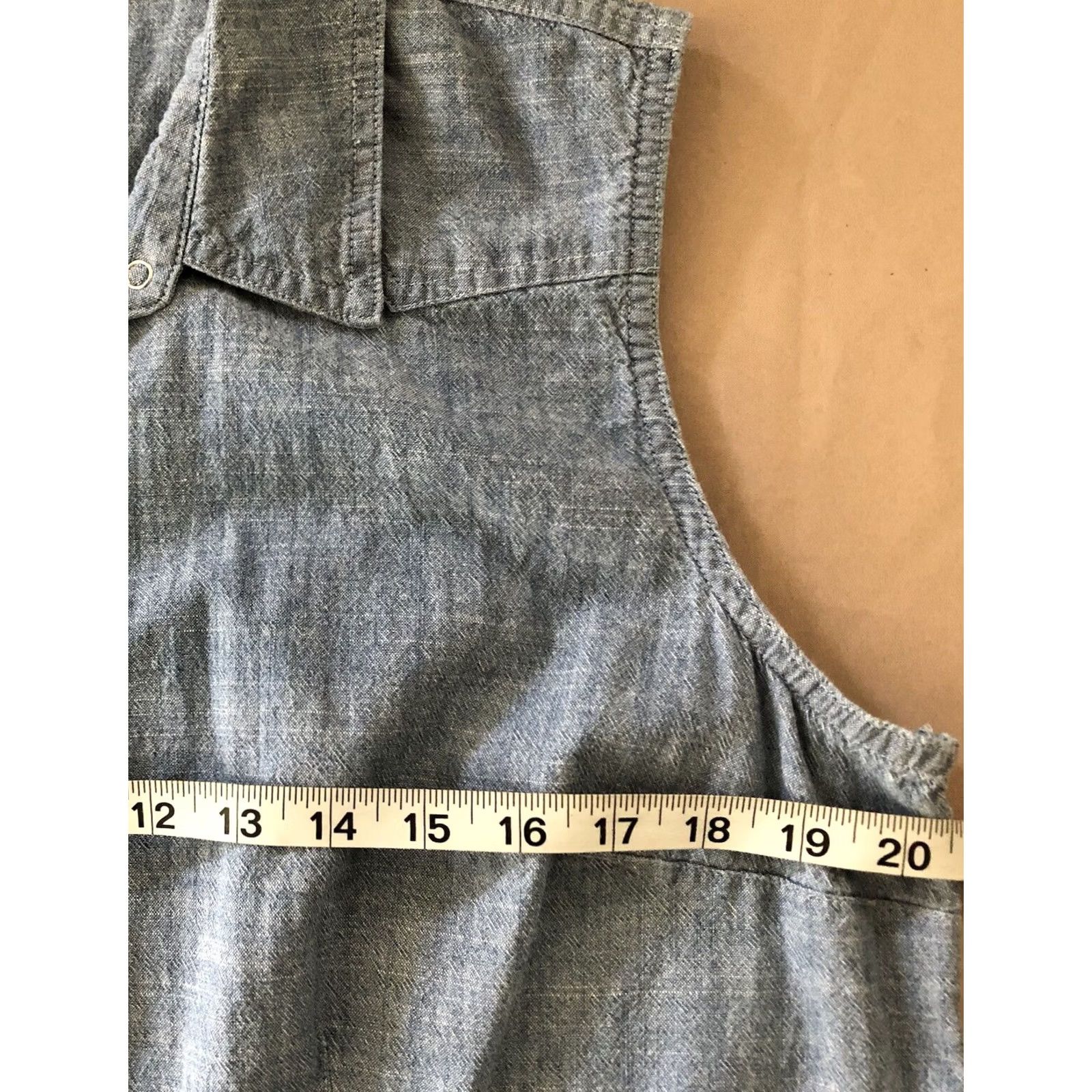 Vintage Bit & Bridle Sleeveless Chambray Top L Blue Pearl Snap Collar Western Country Shirt Women Size L / US 10 / IT 46 - 4 Thumbnail