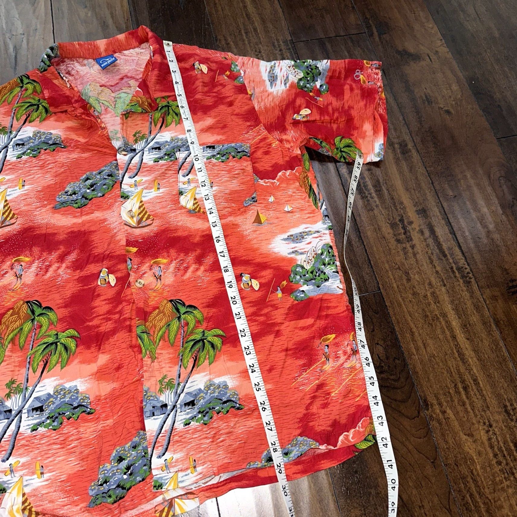 Ocean Pacific VTG Ocean Pacific OP Shirt Hawaiian Aloha Rare 80s 70s Red All Over Print Crazy Multicolor Button-Up Men L Short Sleeve Boys? Wait. Size US L / EU 52-54 / 3 - 6 Thumbnail