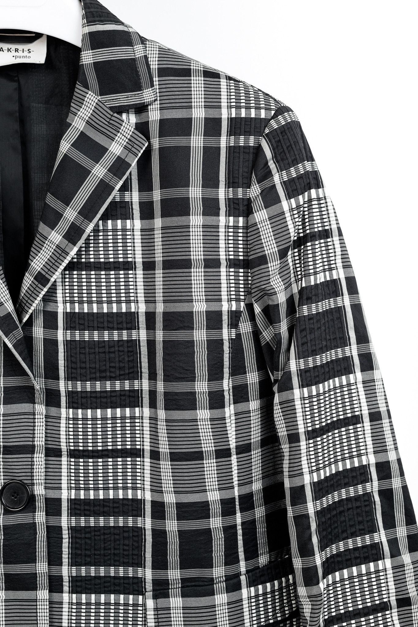 Akris Akris Punto Black & White Cotton Plaid Pintuck Blazer Size L / US 10 / IT 46 - 5 Thumbnail