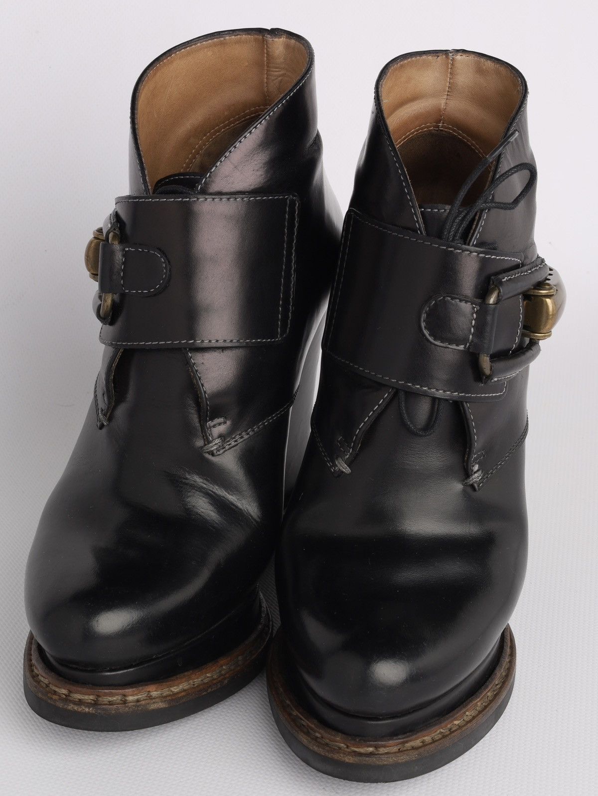 Jil Sander Jil Sander Leather Black Hi Heel Boots Platform Wedge Buckle Size US 6 / IT 36 - 7 Thumbnail