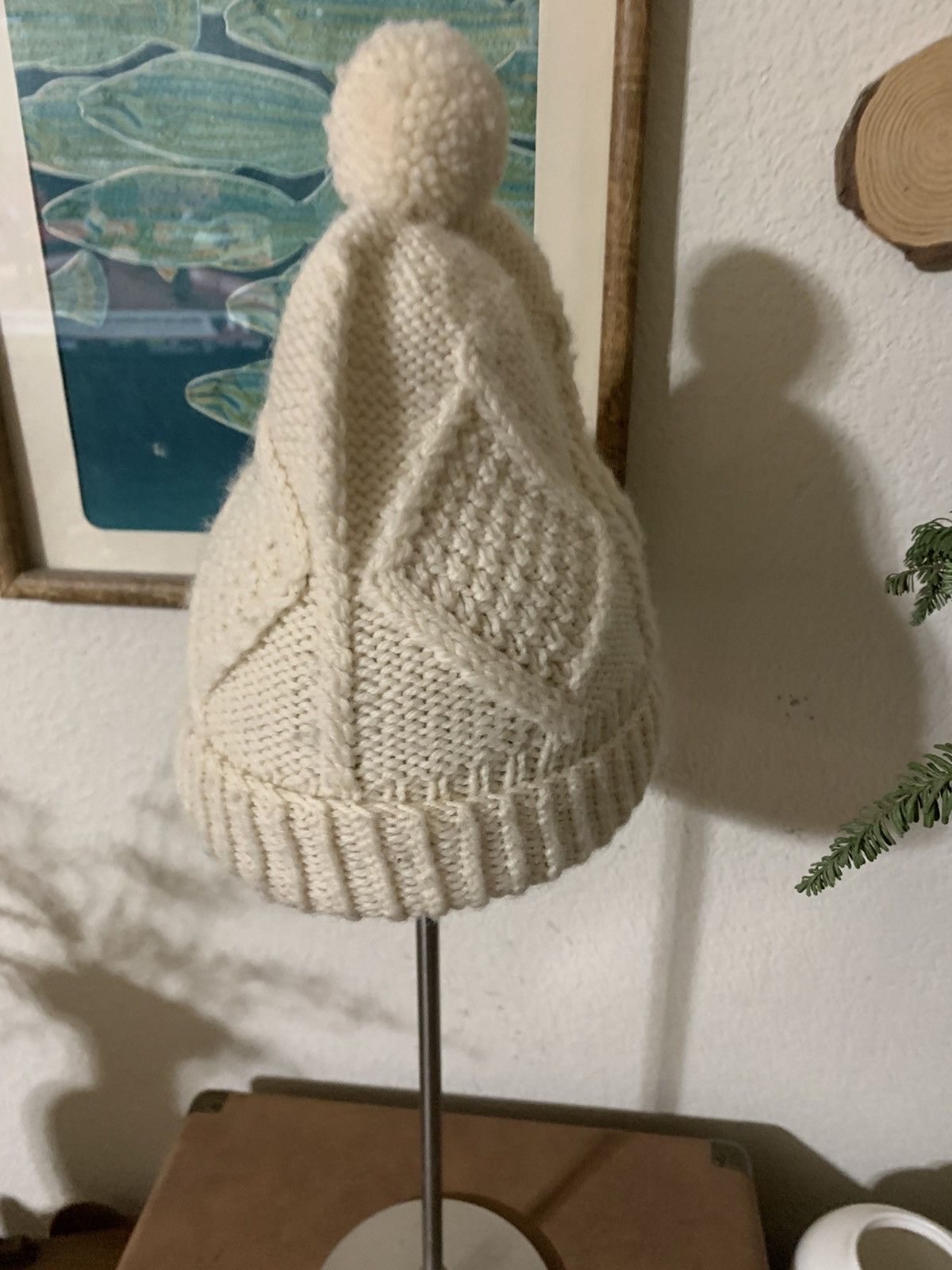 Aran Isles Knitwear × Carraig Donn × Vintage Wool Handknit in Ireland Beanie w/ Pom Pom Size ONE SIZE - 1 Thumbnail