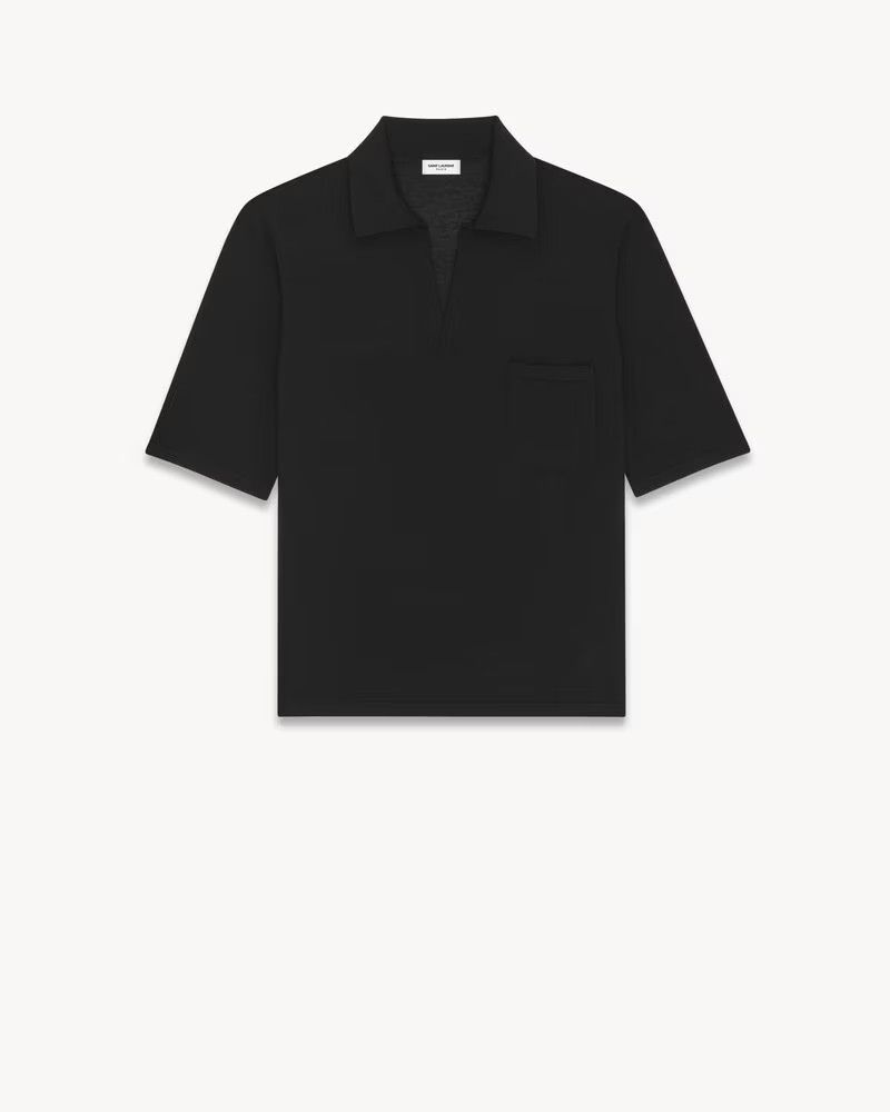 Saint Laurent Paris o1bcso1str0924 Polo Shirt In Wool ln Black Size US XL / EU 56 / 4 - 1 Thumbnail