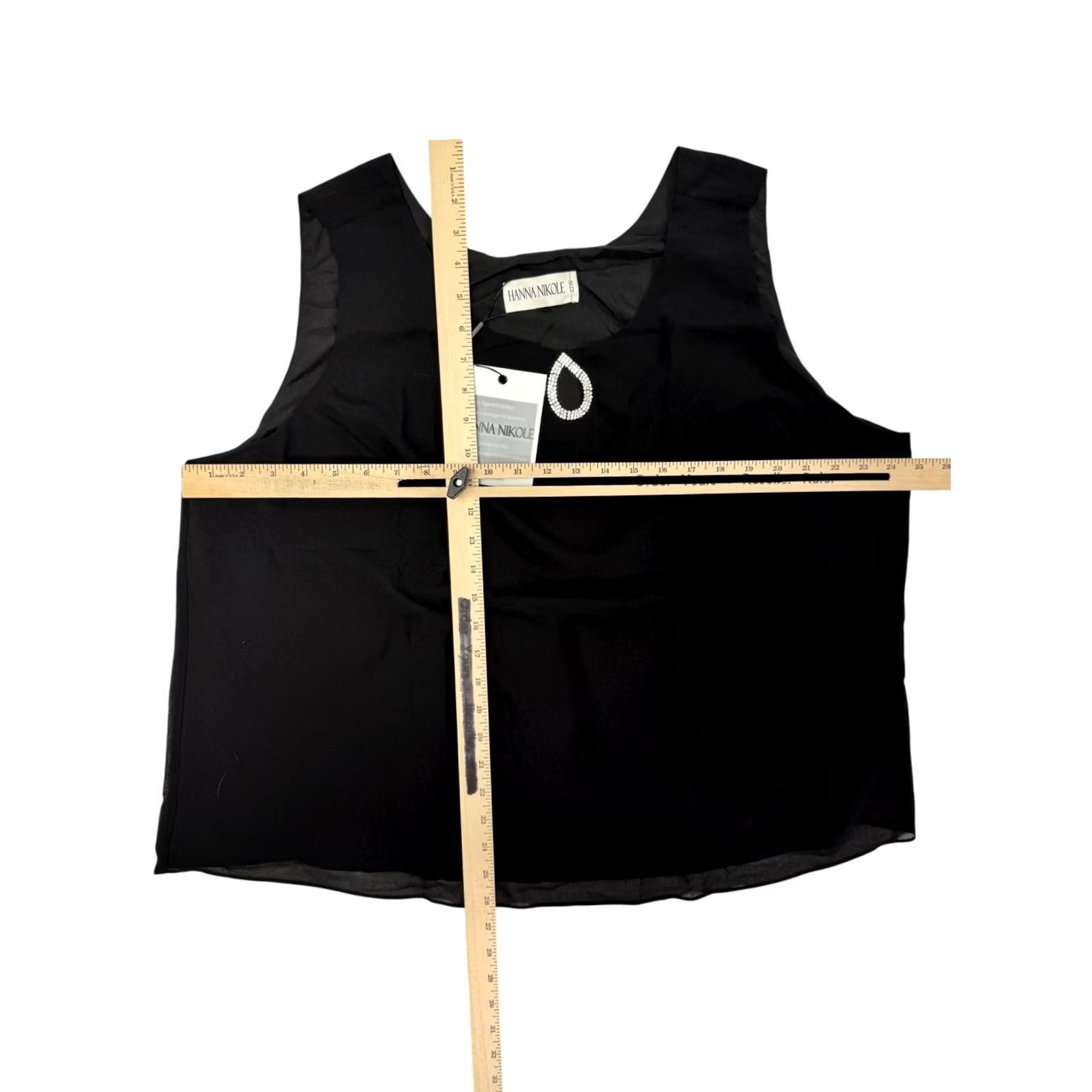 Vintage VINTAGE Hanna Nikole Women’s Plus Size 22W Black Sleeveless Blouse Tank Top Rhinestone Shirt Women Size 3XL / US 20-22 - 3 Thumbnail