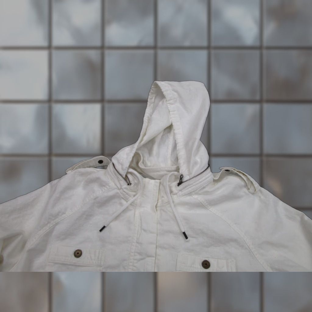 Old Navy Old Navy Jacket Womens XL White Linen Blend Hooded Anorak Zip Pockets Belted Size XL / US 12-14 / IT 48-50 - 1 Thumbnail