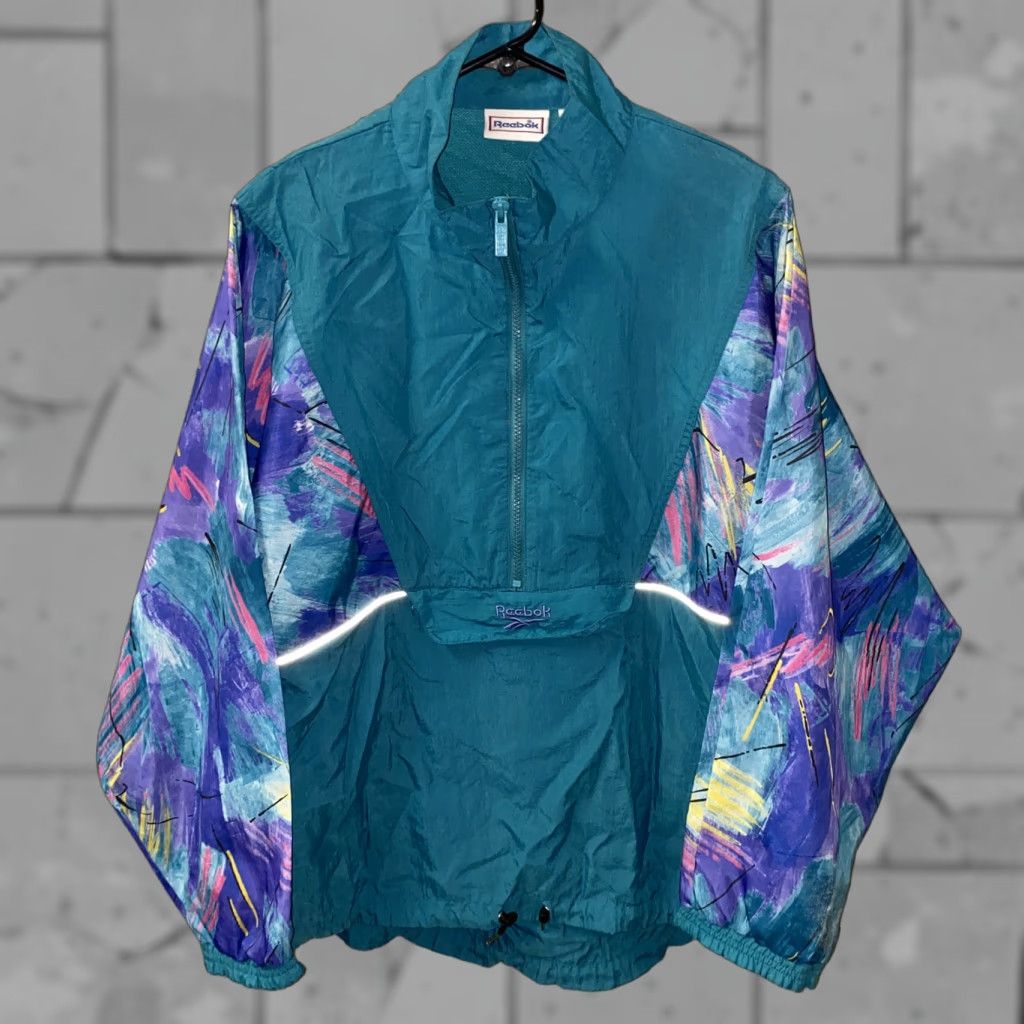 Reebok VINTAGE Reebok Jacket Teal Nylon 1/2 Zip Pullover Mens M Size US M / EU 48-50 / 2 - 1 Thumbnail