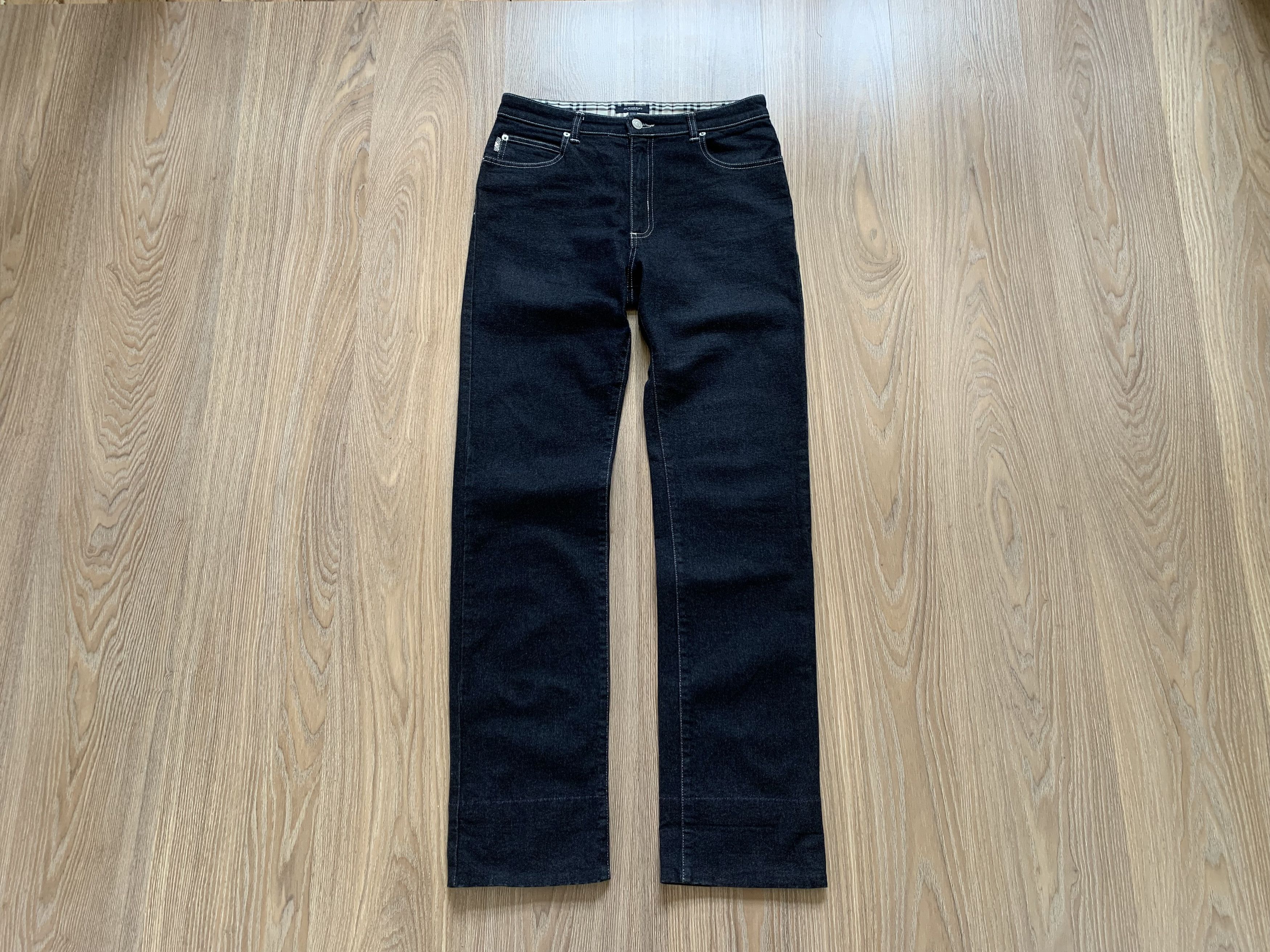 Burberry × Vintage Burberry Vintage Womens Blue Denim Jeans Plaid Cuffs Size 32" / US 10 / IT 46 - 1 Thumbnail