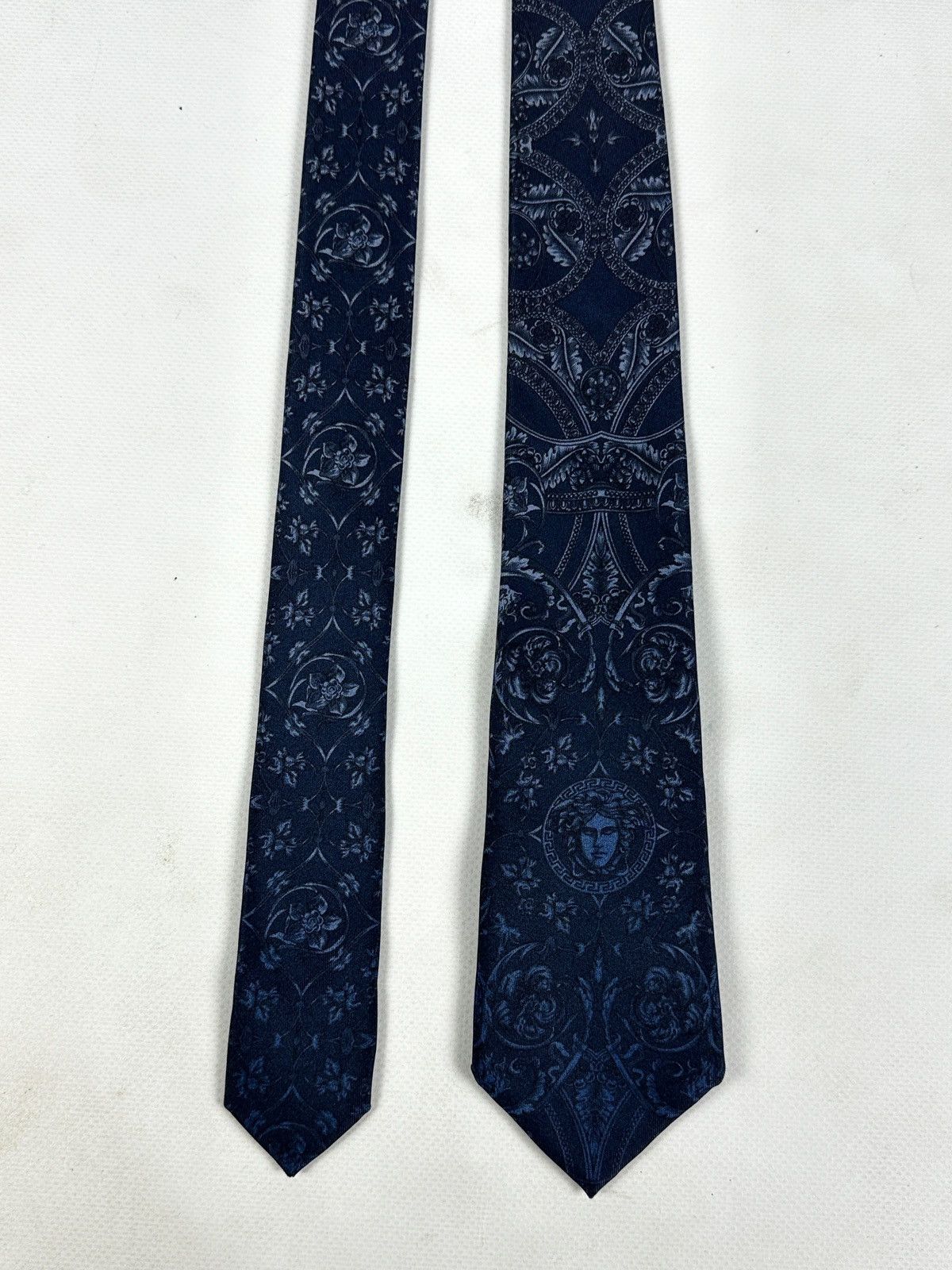 Versace Medusa Head Silk Navy Blue Tie