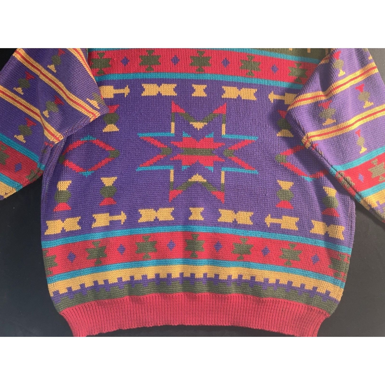 Giorgio Fiorelli VNTG Forelli International geometric knit crewneck sweater Size US XL / EU 56 / 4 - 20 Thumbnail