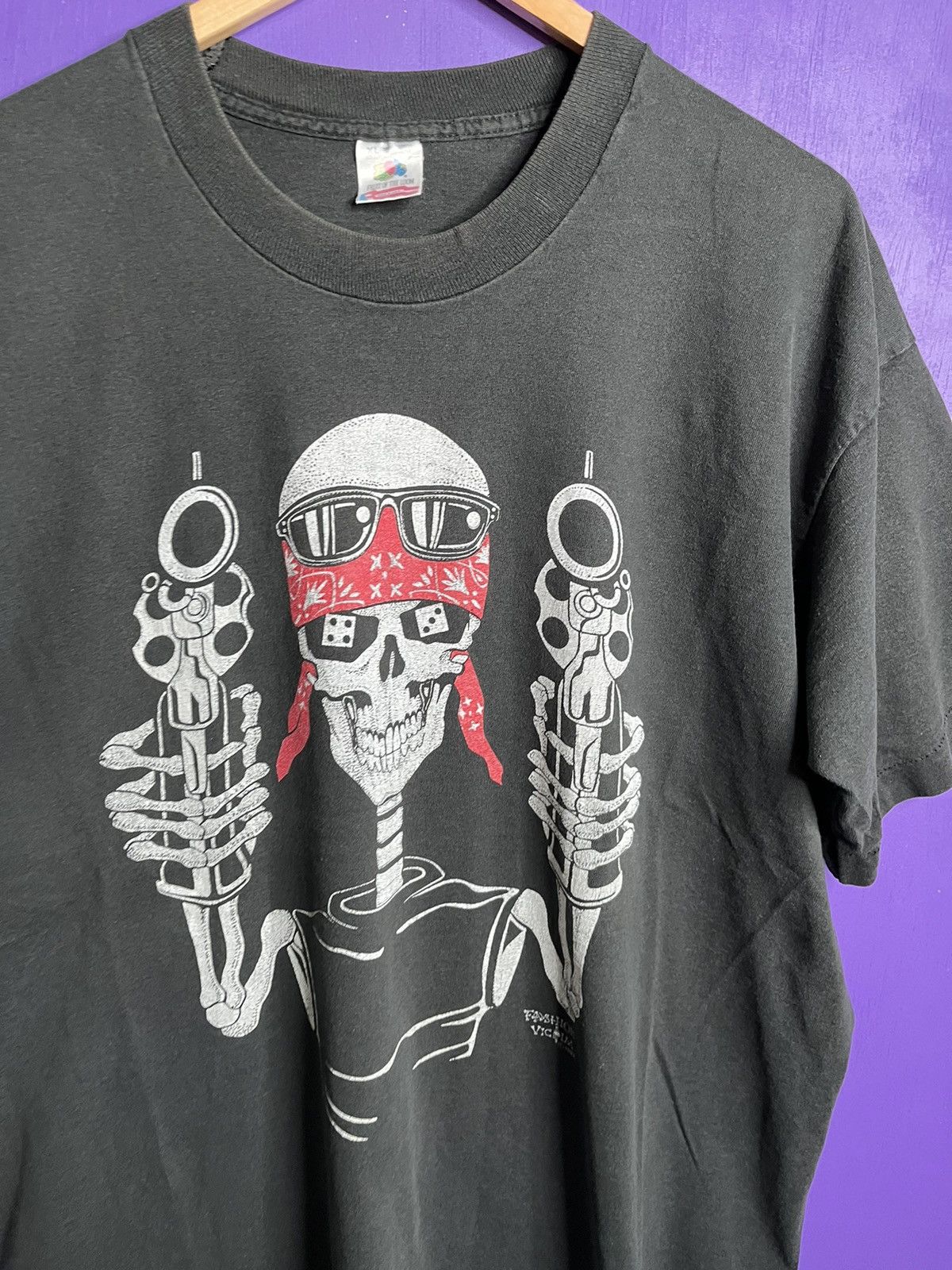 Fashion Victim × Vintage Vintage 1992 Fashion victim biker skeleton t-shirt Size US XL / EU 56 / 4 - 3 Thumbnail