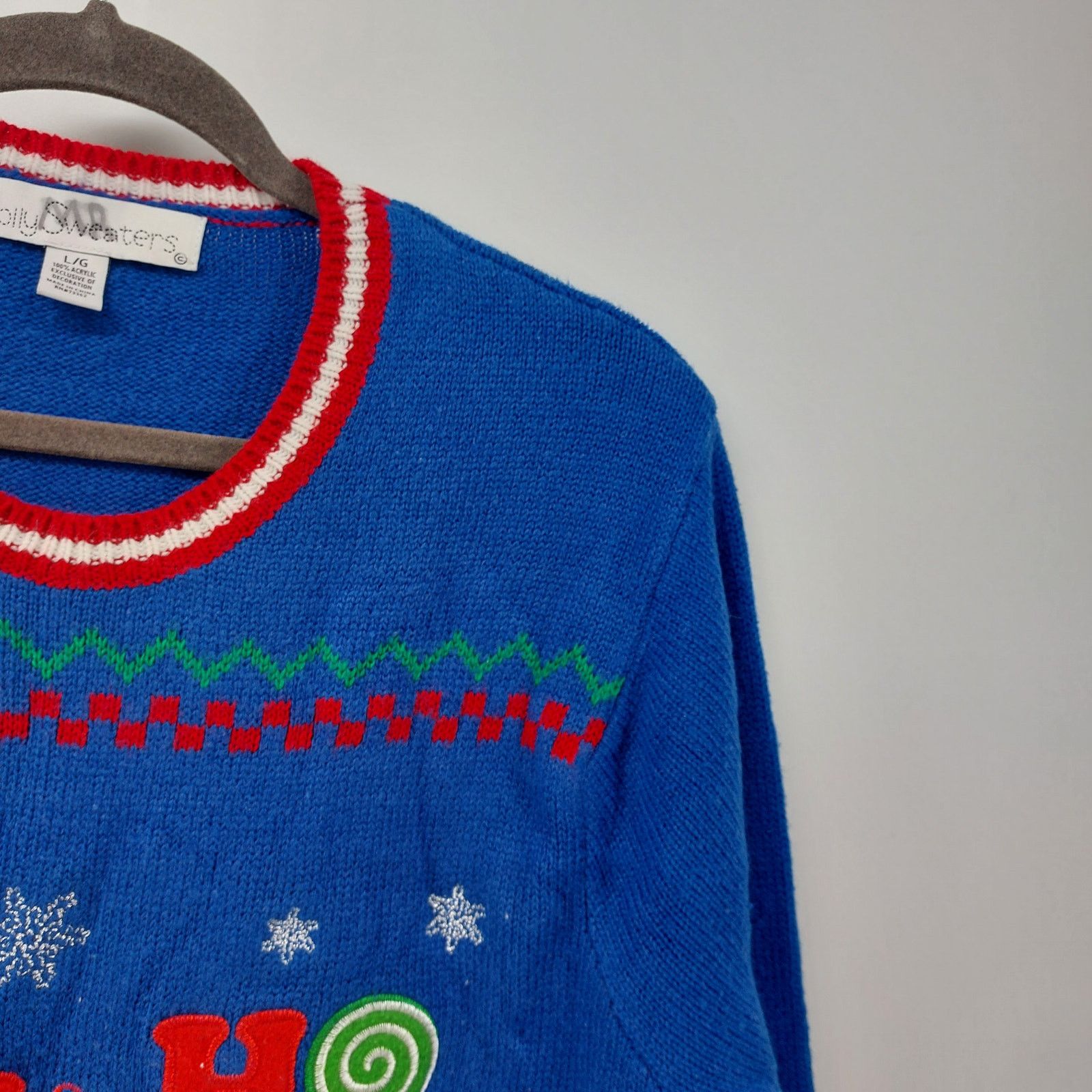 Other Jolly Sweaters Sz L Unisex Blue Knit Reindeer Tree Snowflake Size L / US 10 / IT 46 - 8 Thumbnail