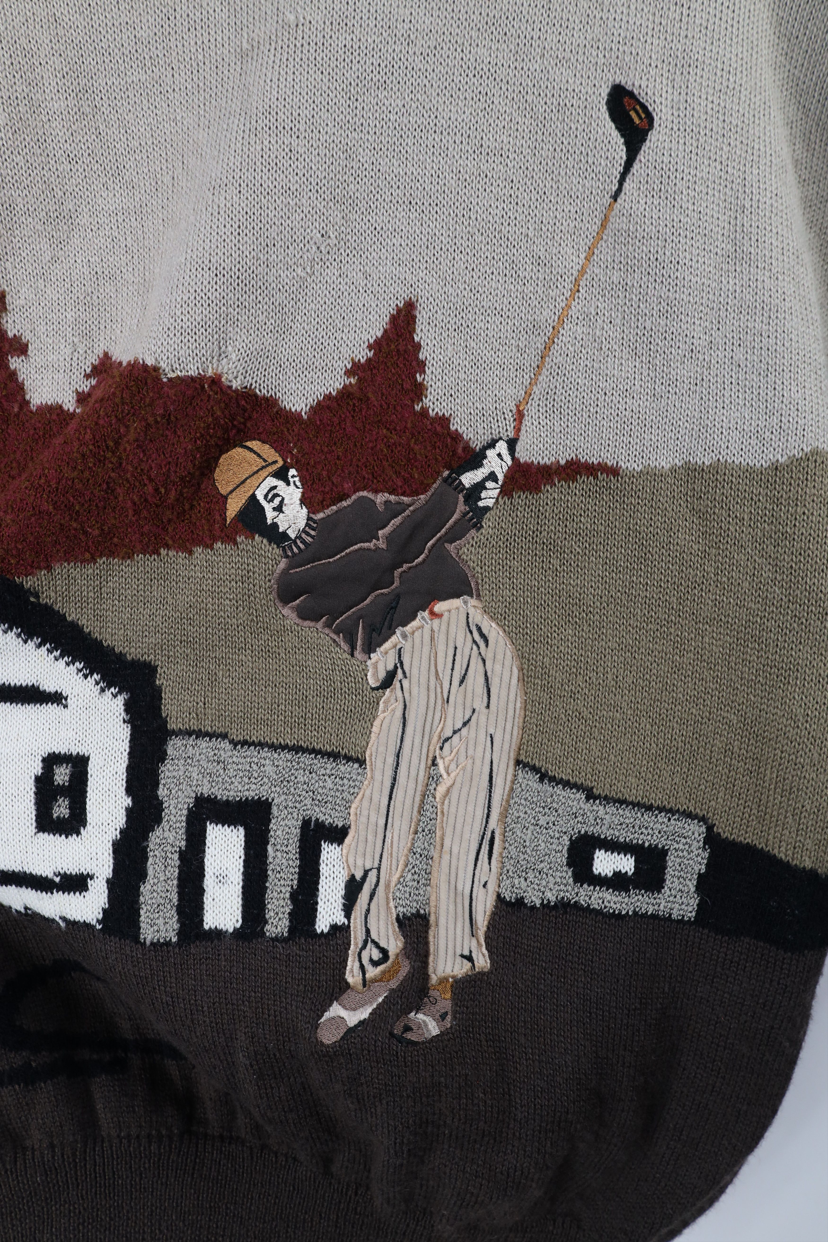 Vintage Vintage 90s Streetwear Abstract Thick Wool Knit Golf Sweater Size US XL / EU 56 / 4 - 6 Thumbnail
