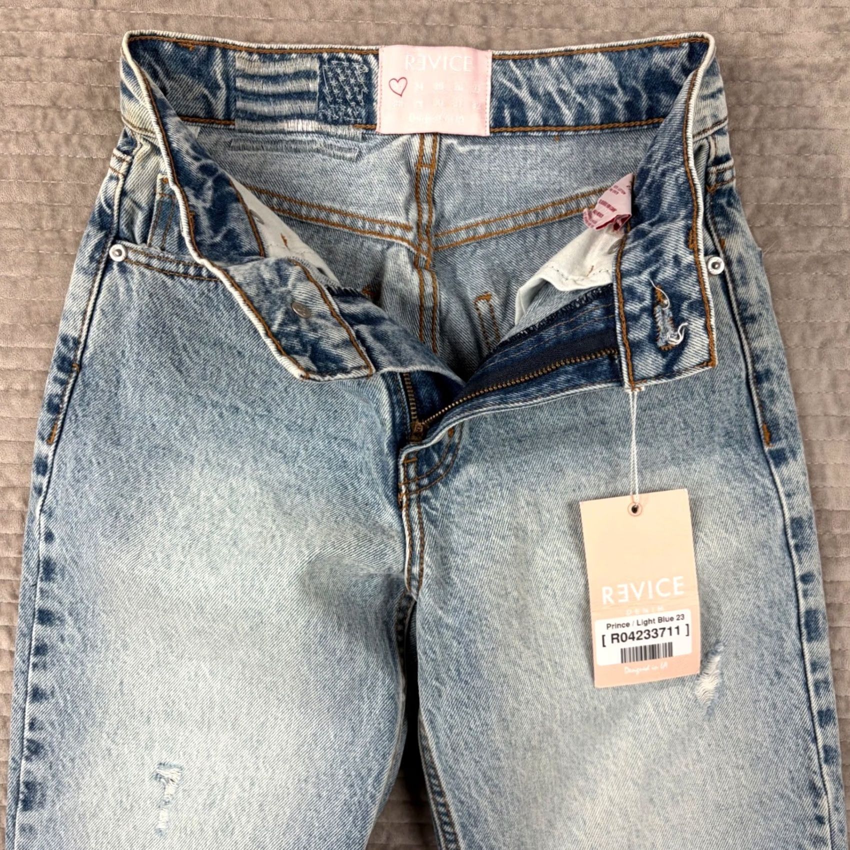 Vintage Revice Denim Straight Womens 23 Blue Prince Light High Rise Leg Size NWT Distressed Size ONE SIZE - 7 Thumbnail