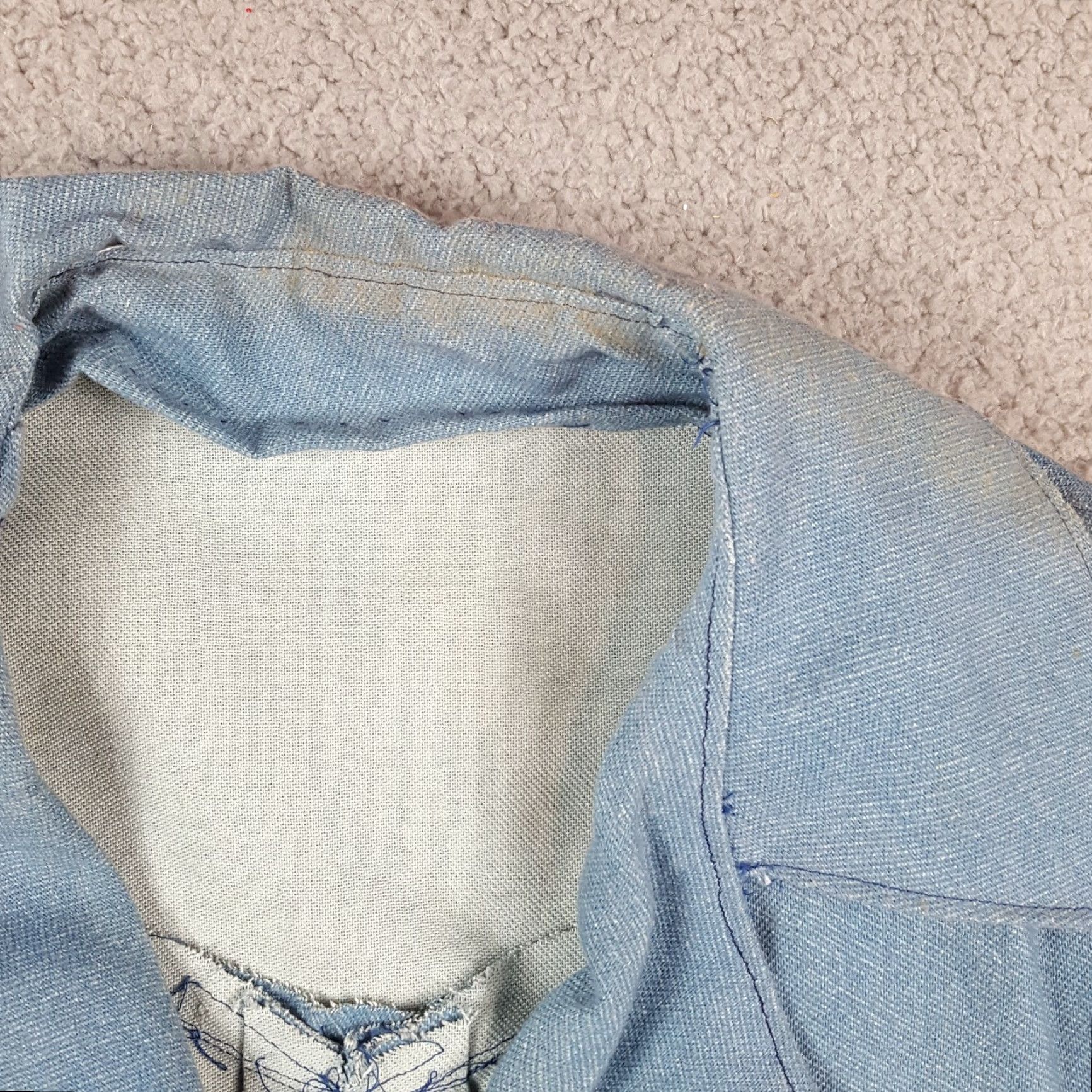 Denime Vintage 80s Chambray Denim Military Womens Small Button Sportscoat Blazer Jacket Size S / US 4 / IT 40 - 5 Thumbnail