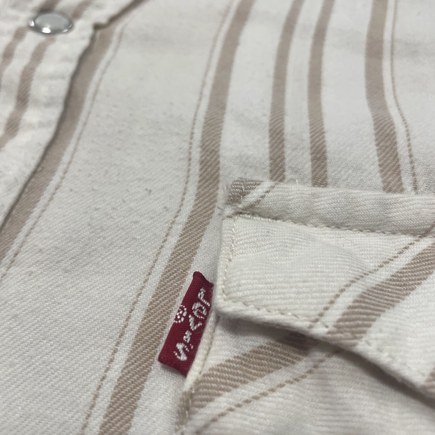 Levi's Levis Western Pearl Snap Cowboy Shirt Men XL Brown Cream Vertical Striped Capsule Size US XL / EU 56 / 4 - 7 Thumbnail