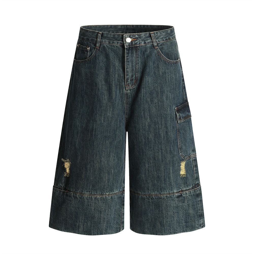 Japanese Brand × Jean Men's loose cargo vintage washed distressed denim shorts Size US 32 / EU 48 - 1 Thumbnail