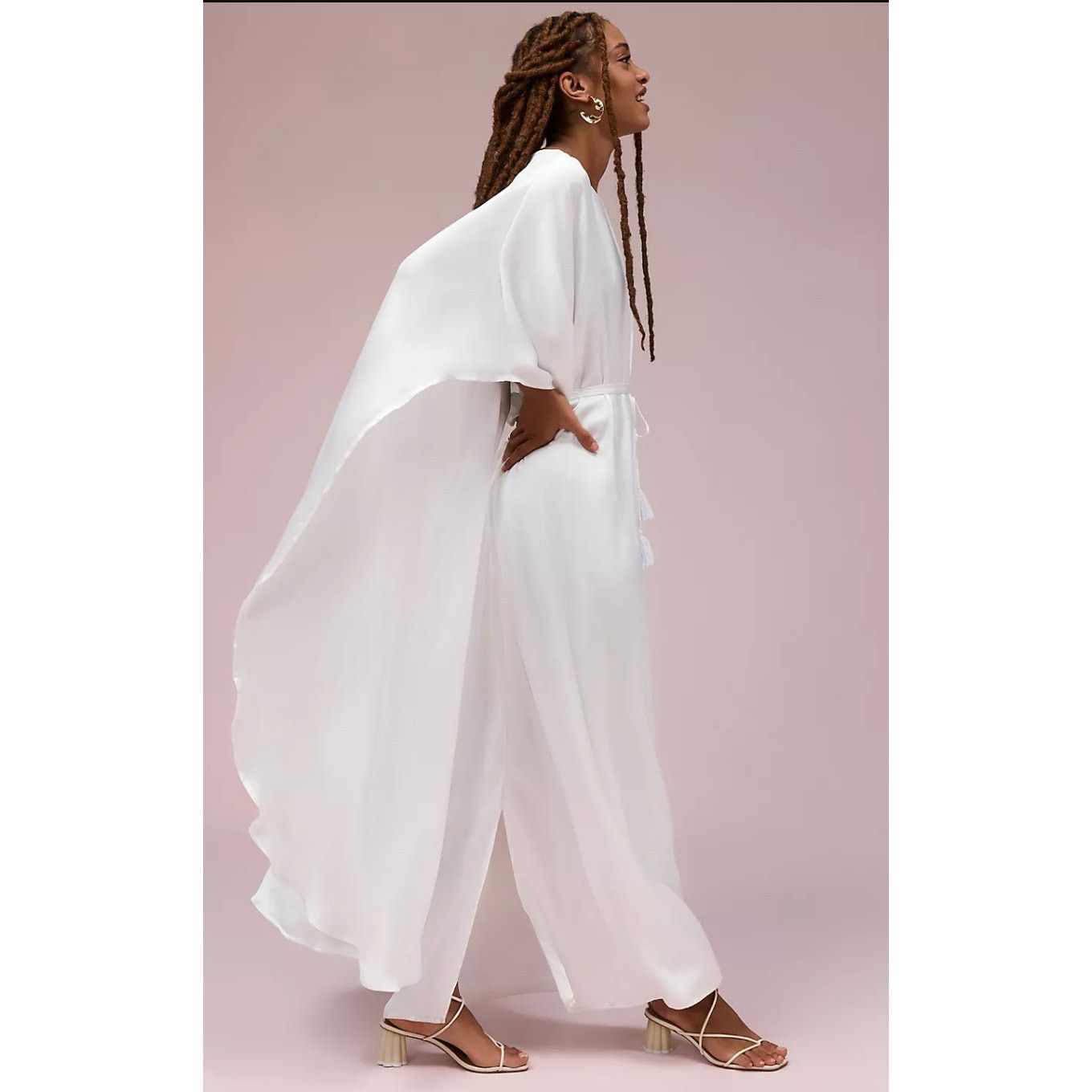 Anthropologie Anthropologie Erika Peña Cape Dress White Maxi Gown Size XL / US 12-14 / IT 48-50 - 5 Thumbnail